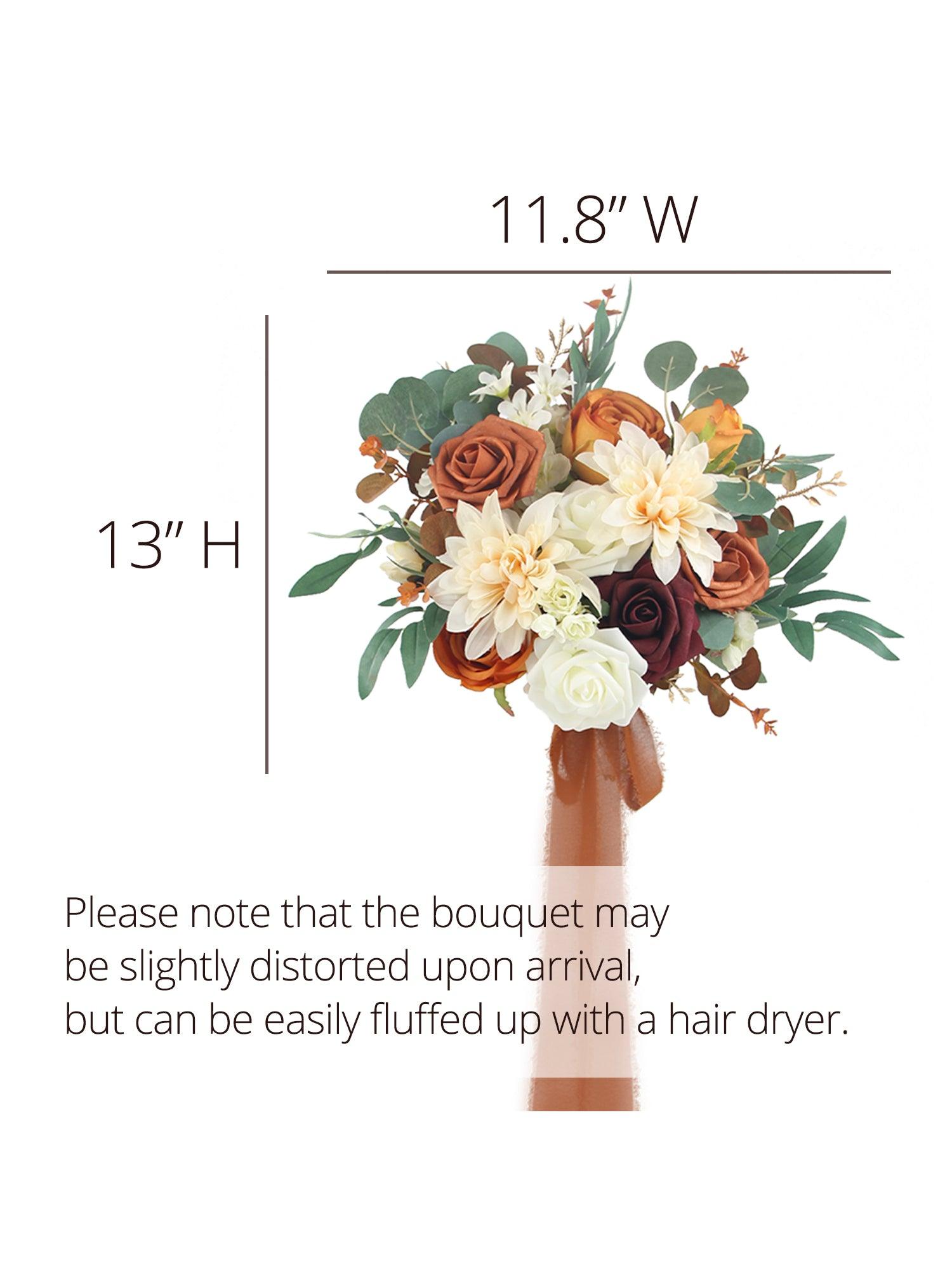 11.8 inch wide Terracotta Bridesmaid Bouquet for Maid of Honor - Rinlong Flower