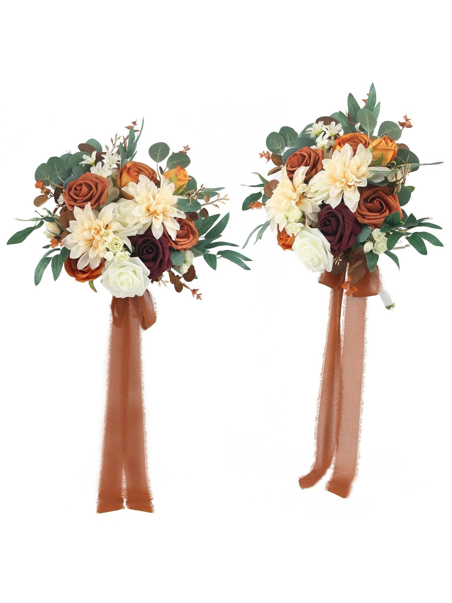 11.8 inch wide Terracotta Bridesmaid Bouquet for Maid of Honor - Rinlong Flower