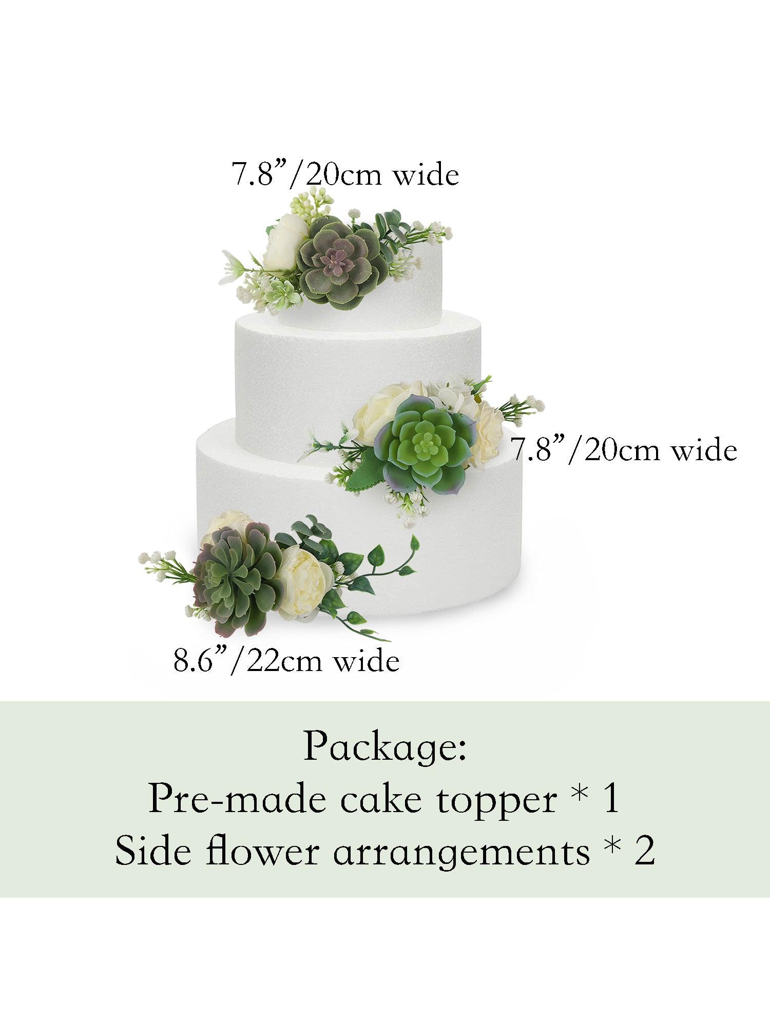 sugar succulent cake topper Rinlong Pre-Made 3Pcs Faux Succulent Cake Decorating Flowers Cake Toppers Green Cake Decorations Wedding Birthday Baby Shower Sp
