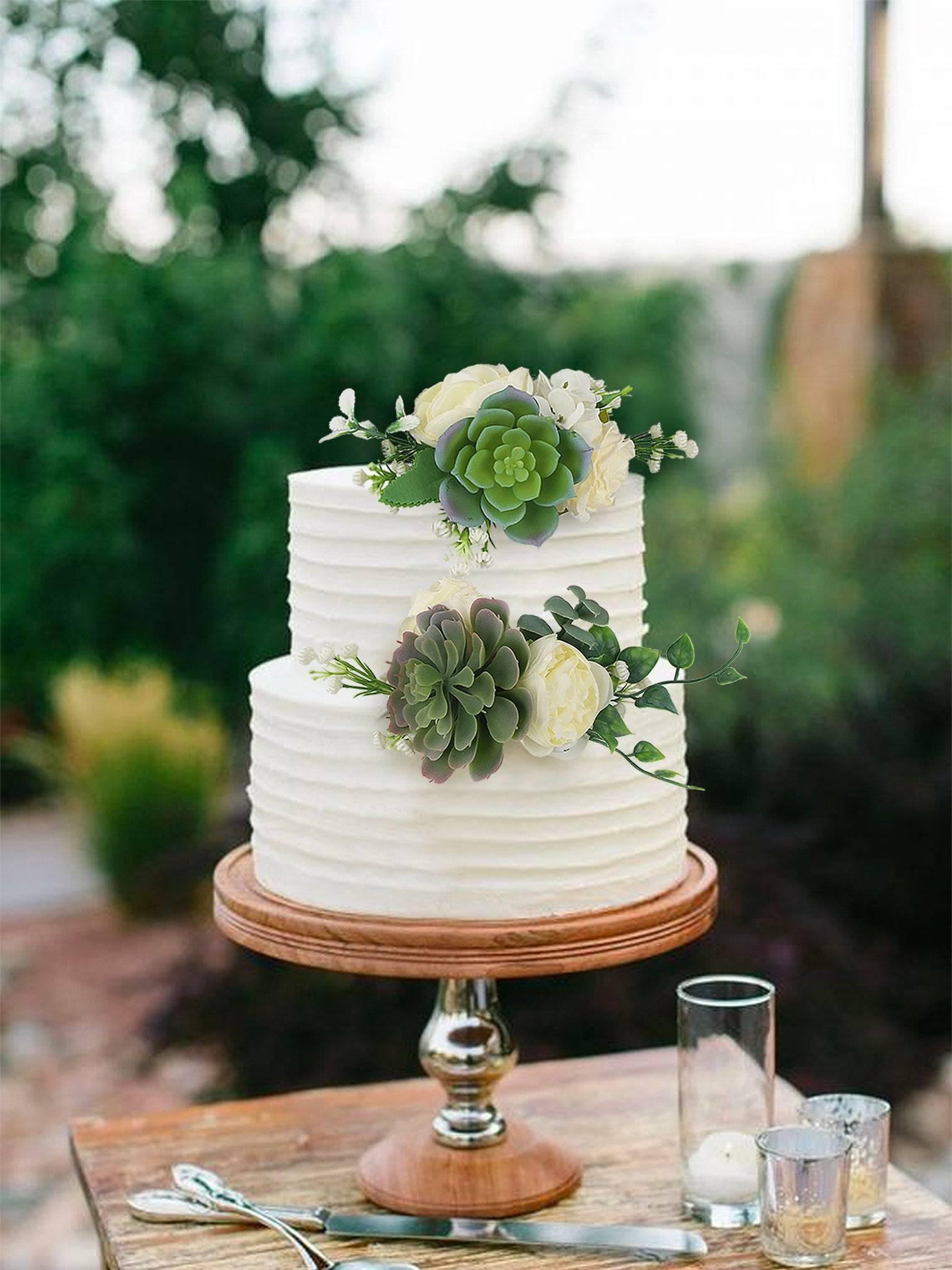 succulent birthday cake Rinlong Pre-Made 3Pcs Faux Succulent Cake Decorating Flowers Cake Toppers Green Cake Decorations Wedding Birthday Baby Shower Sp