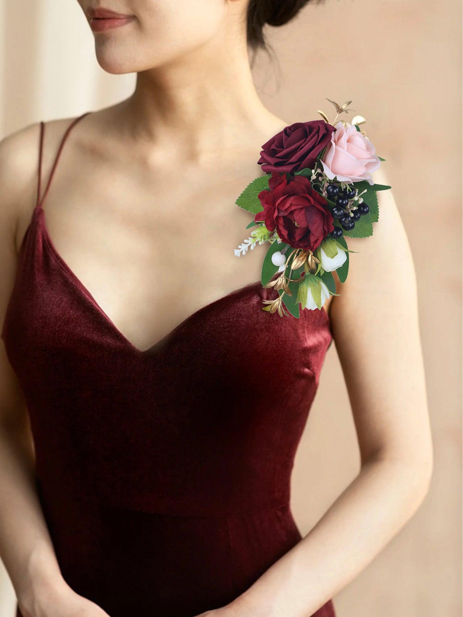 Burgundy Rose Shoulder Corsage - Rinlong Flower