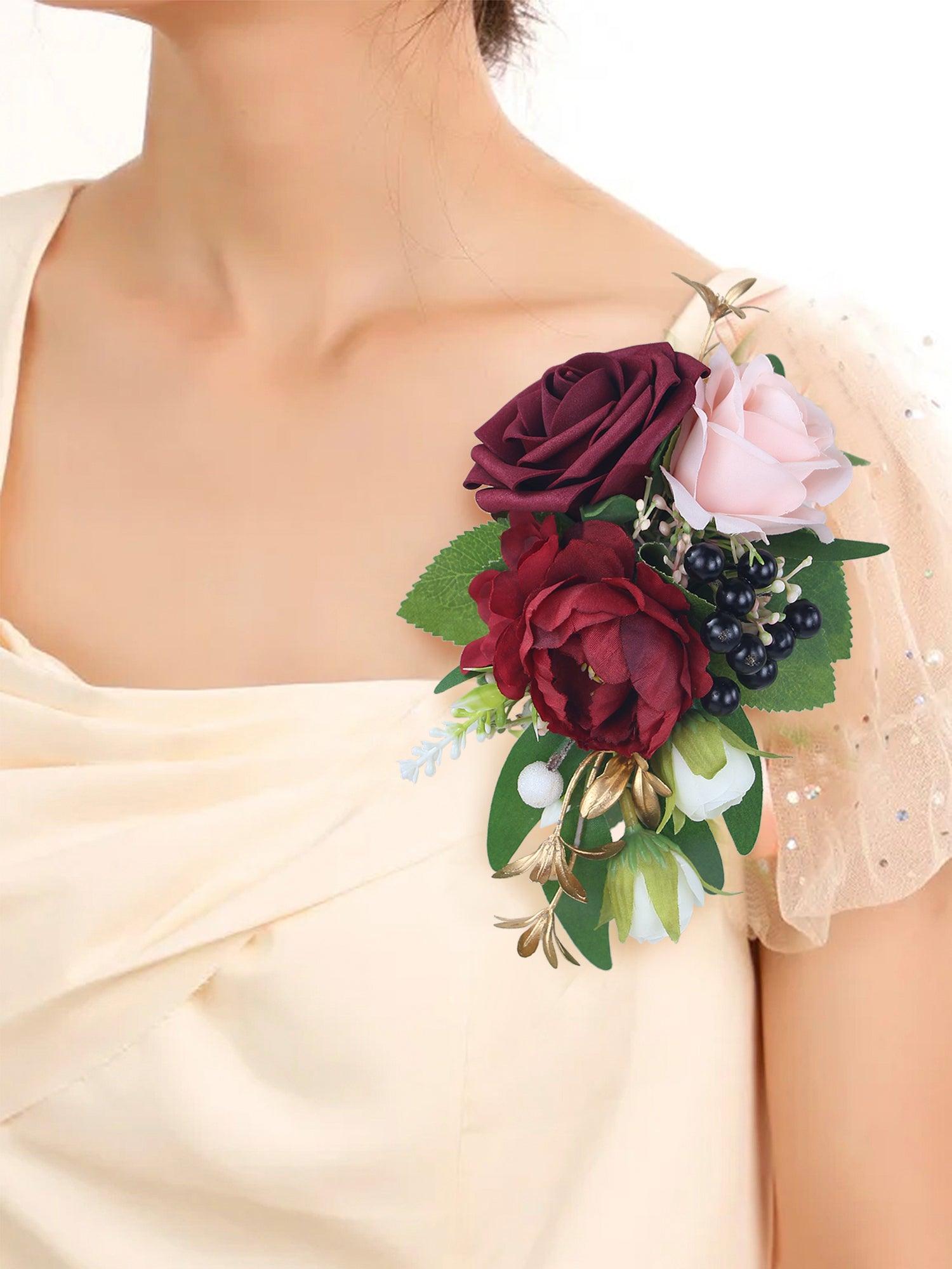 Burgundy Rose Shoulder Corsage - Rinlong Flower