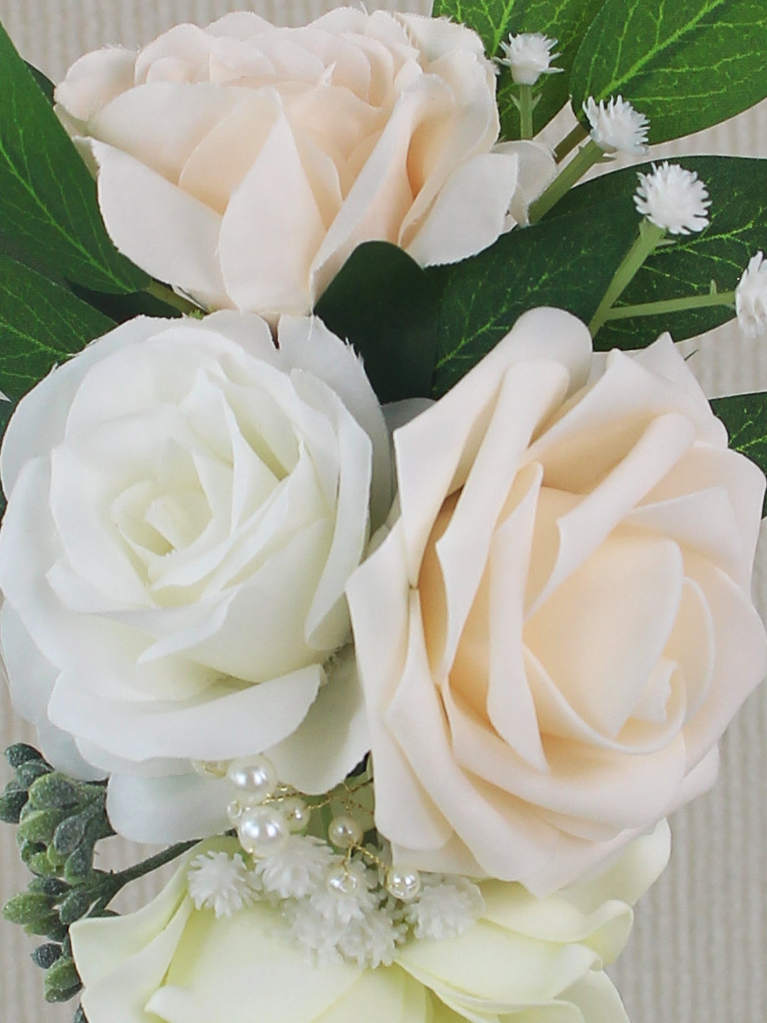 White & Champagne Shoulder Corsage