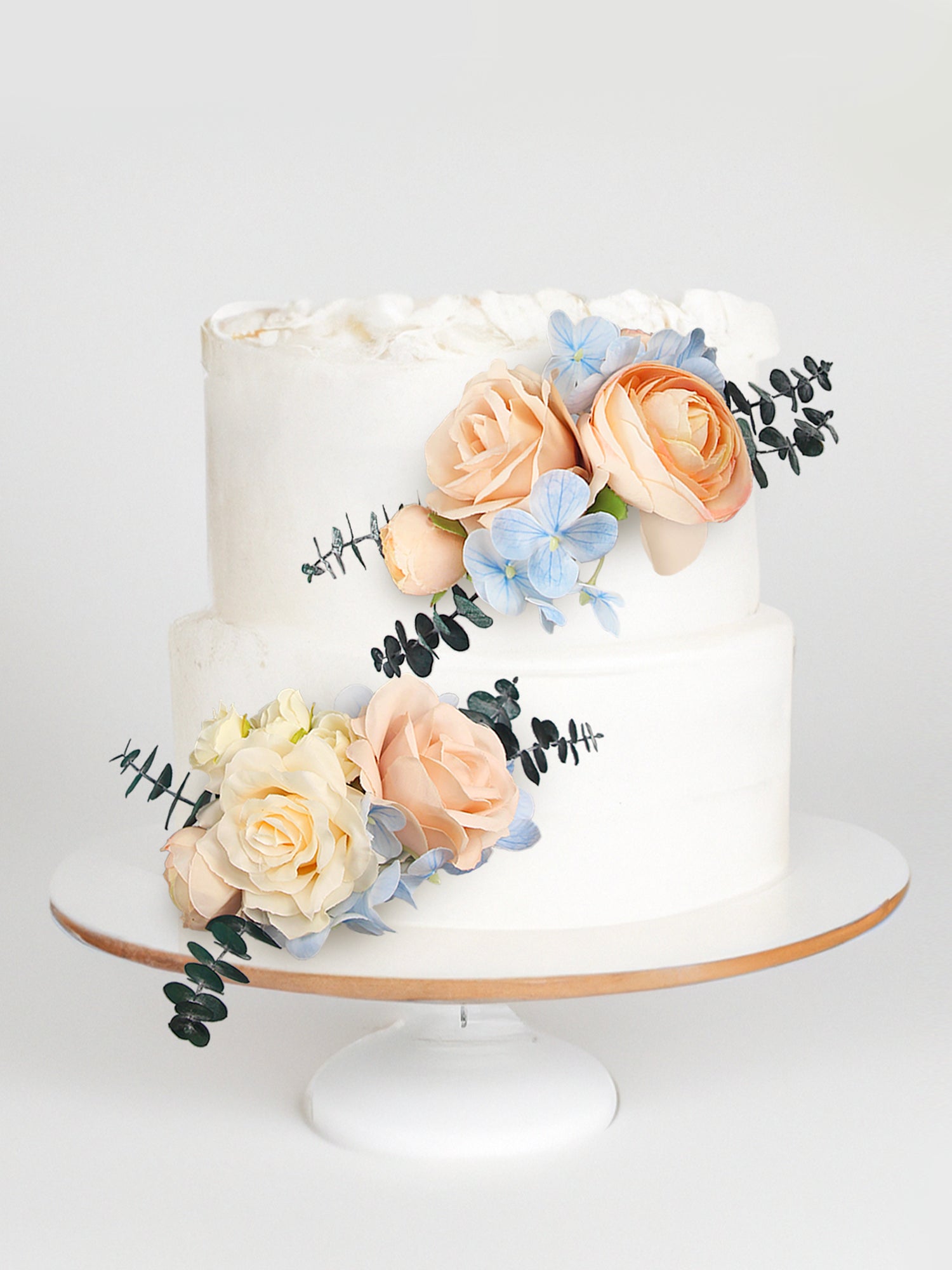 2Pcs Peach & Baby Blue Cake Topper Flowers Set - Rinlong Flower