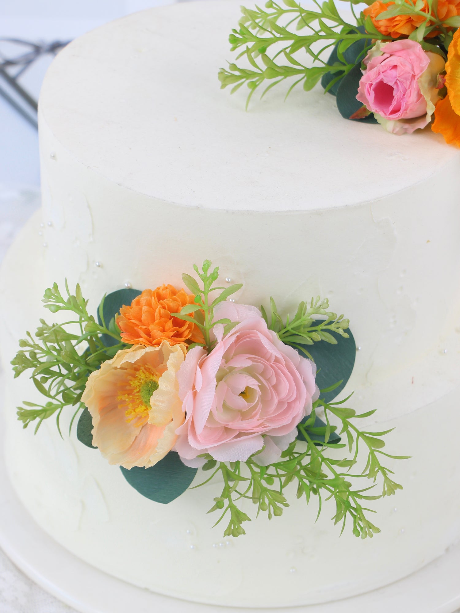 2Pcs Blush & Apricot Cake Topper Flowers Set - Rinlong Flower