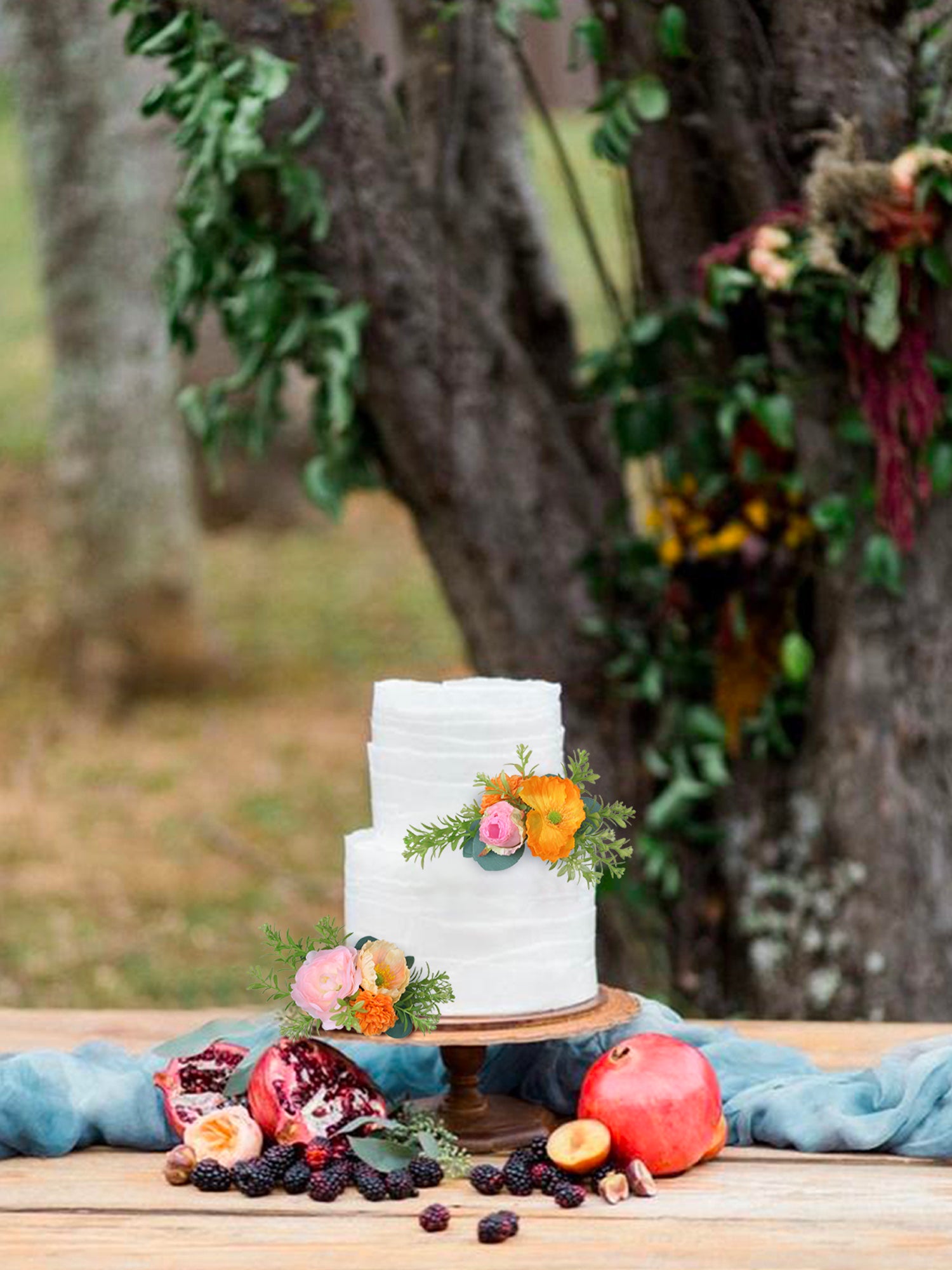 2Pcs Blush & Apricot Cake Topper Flowers Set - Rinlong Flower