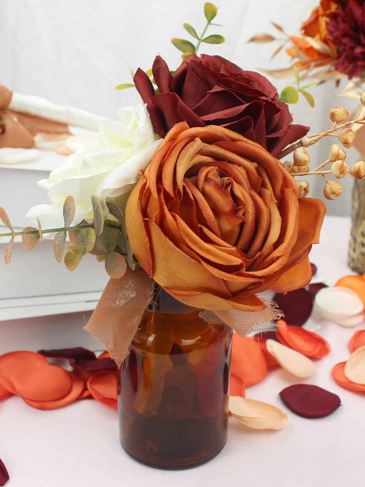 6Pcs Burnt Orange Flower Centerpieces - Rinlong Flower