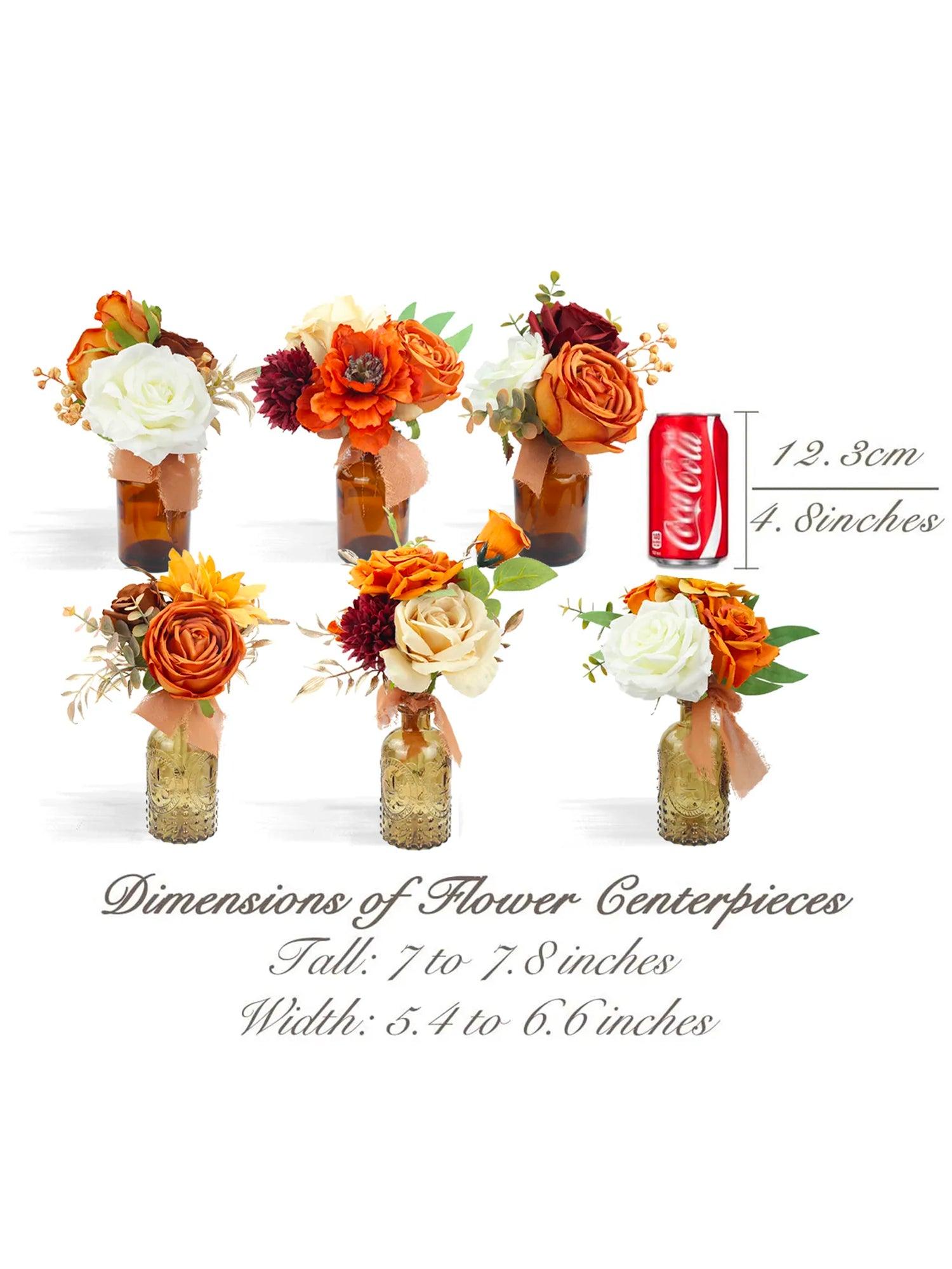 6Pcs Burnt Orange Flower Centerpieces - Rinlong Flower