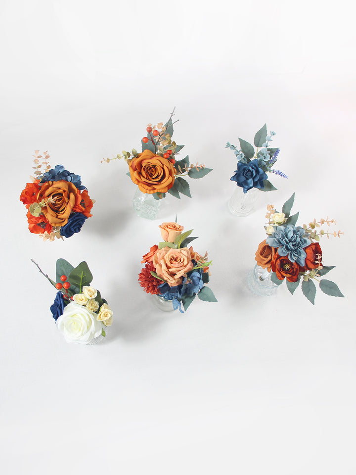 6Pcs Navy Blue & Terracotta Flower Centerpieces - Rinlong Flower