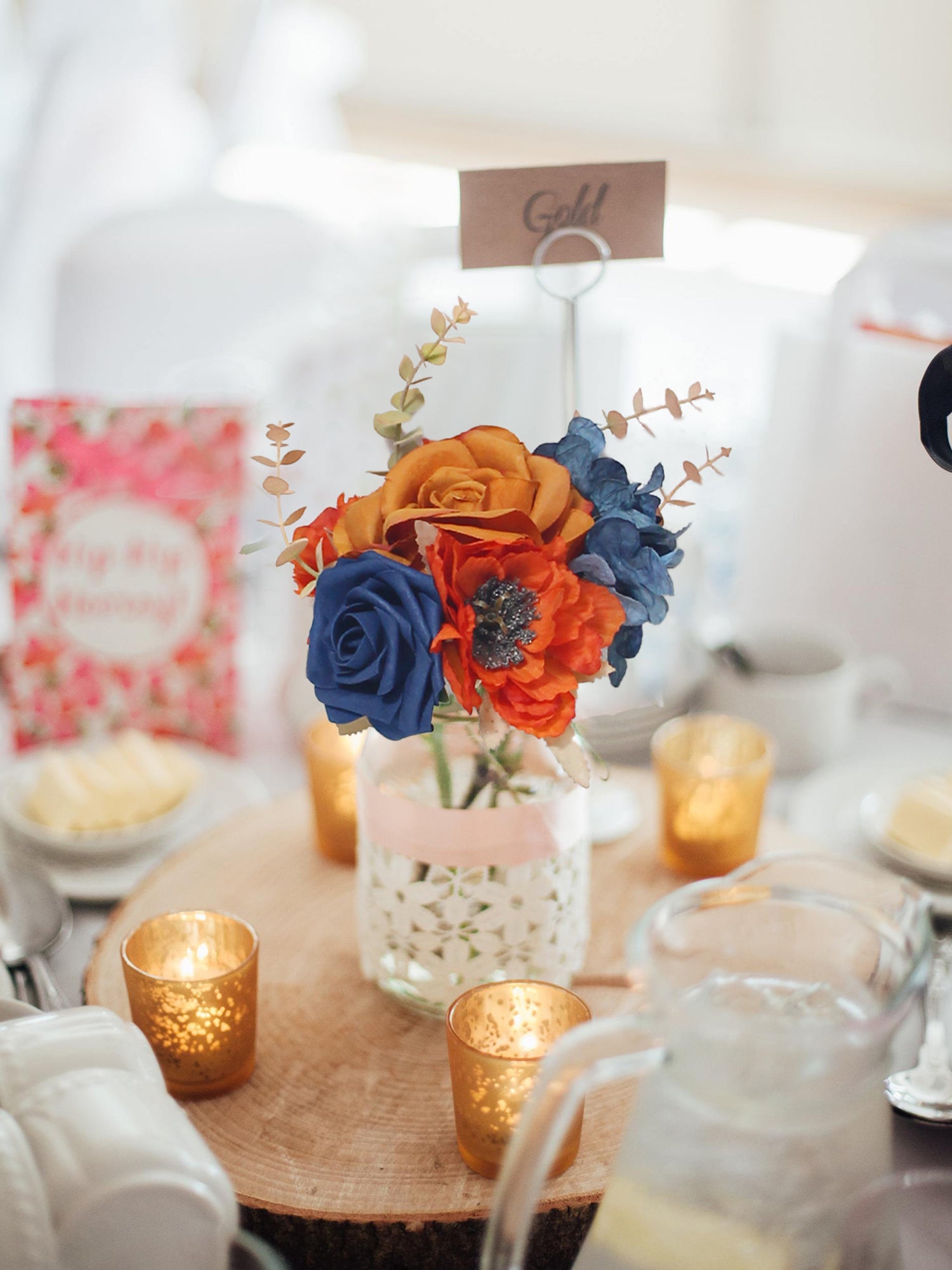 6Pcs Navy Blue & Terracotta Flower Centerpieces - Rinlong Flower