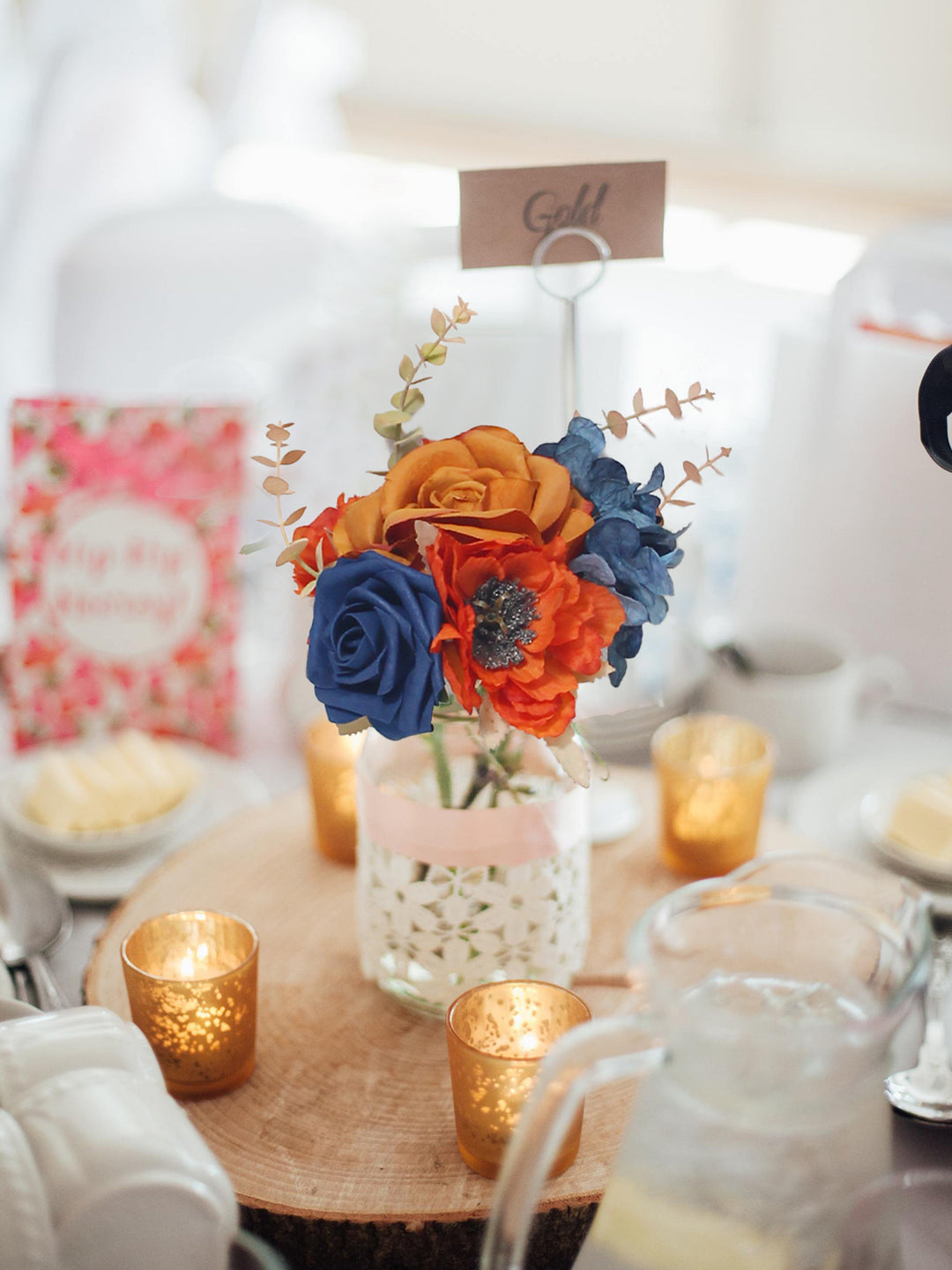 6Pcs Navy Blue & Terracotta Flower Centerpieces - Rinlong Flower