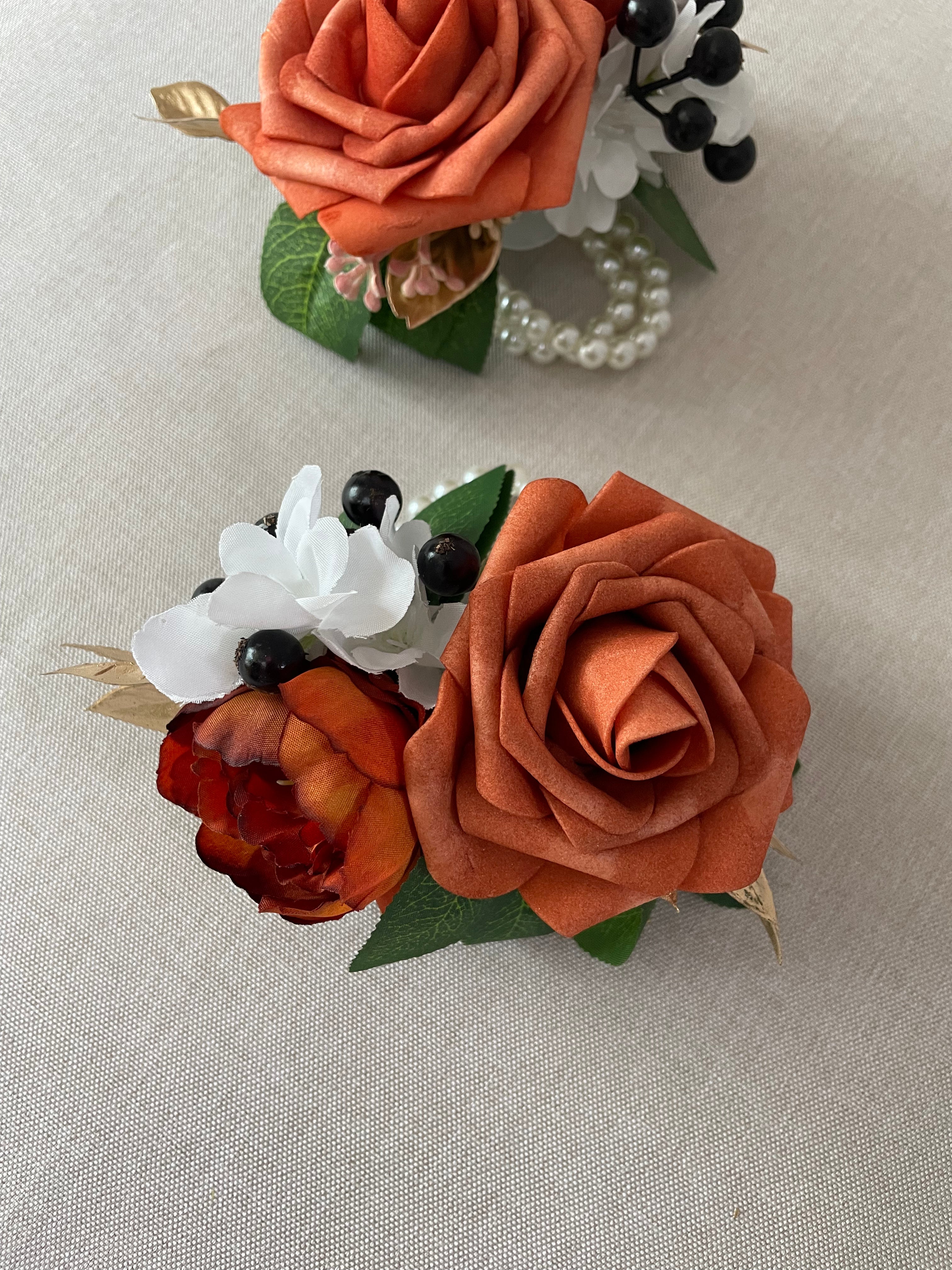 Burnt Orange Wrist Corsage - Rinlong Flower