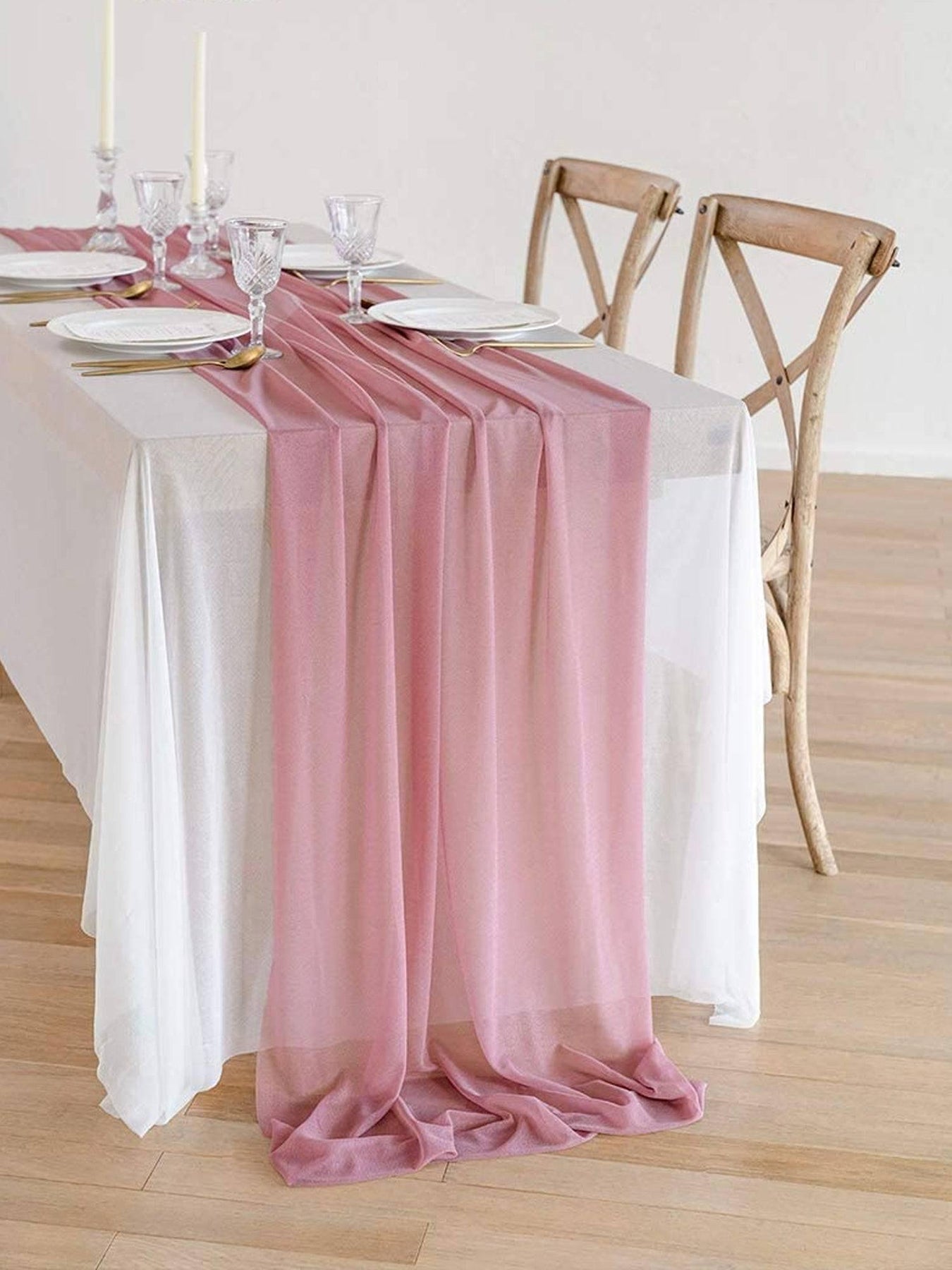 pink dresser runner Rose Pink Cheesecloth Table Runner | Sheer Gauze Tablecloth Dcor for Bridal Shower, Bachelorette Party, Baby Shower Princess Birthday Party