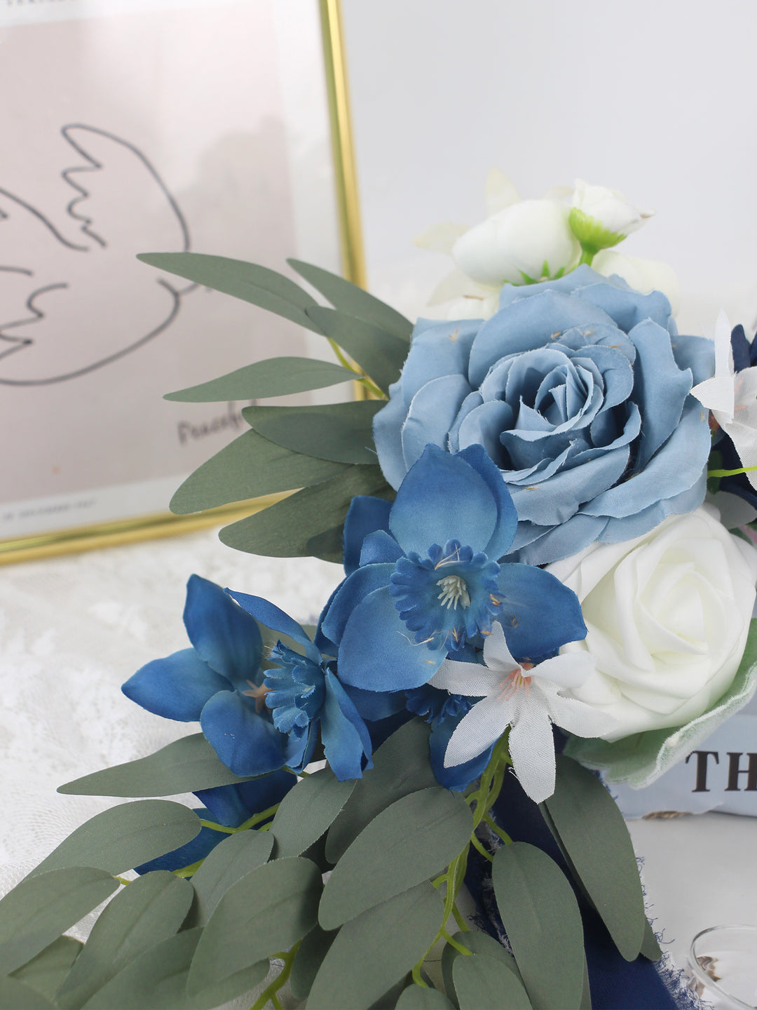 6Pcs Navy & Dusty Blue Aisle Flower Decor - Rinlong Flower