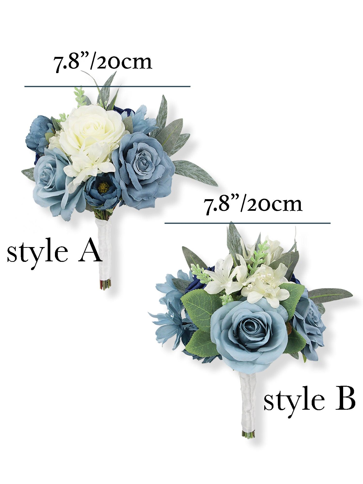 7.8 inch wide Dusty Blue Bridesmaid Bouquet - Rinlong Flower