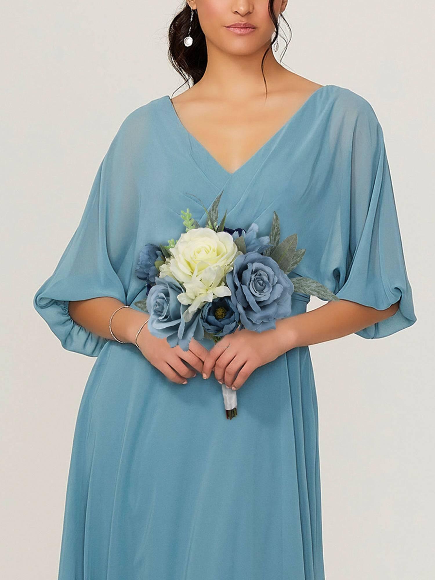 Dusty Blue Bridesmaid Bouquet - Rinlong Flower Dusty Blue Bridesmaid Bouquet - Rinlong Flower