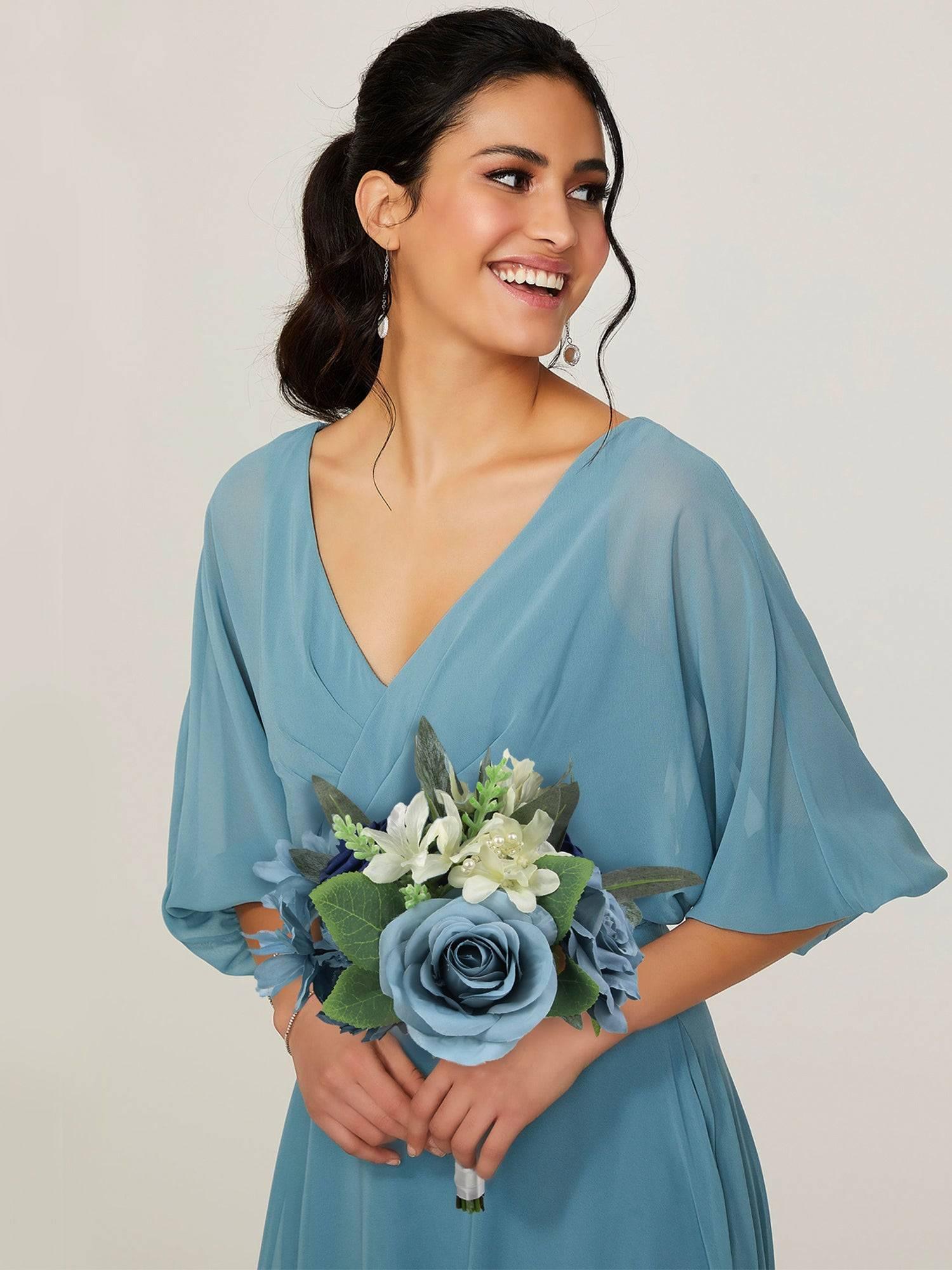 7.8 inch wide Dusty Blue Bridesmaid Bouquet B 7.8 inch wide Dusty Blue Bridesmaid Bouquet B