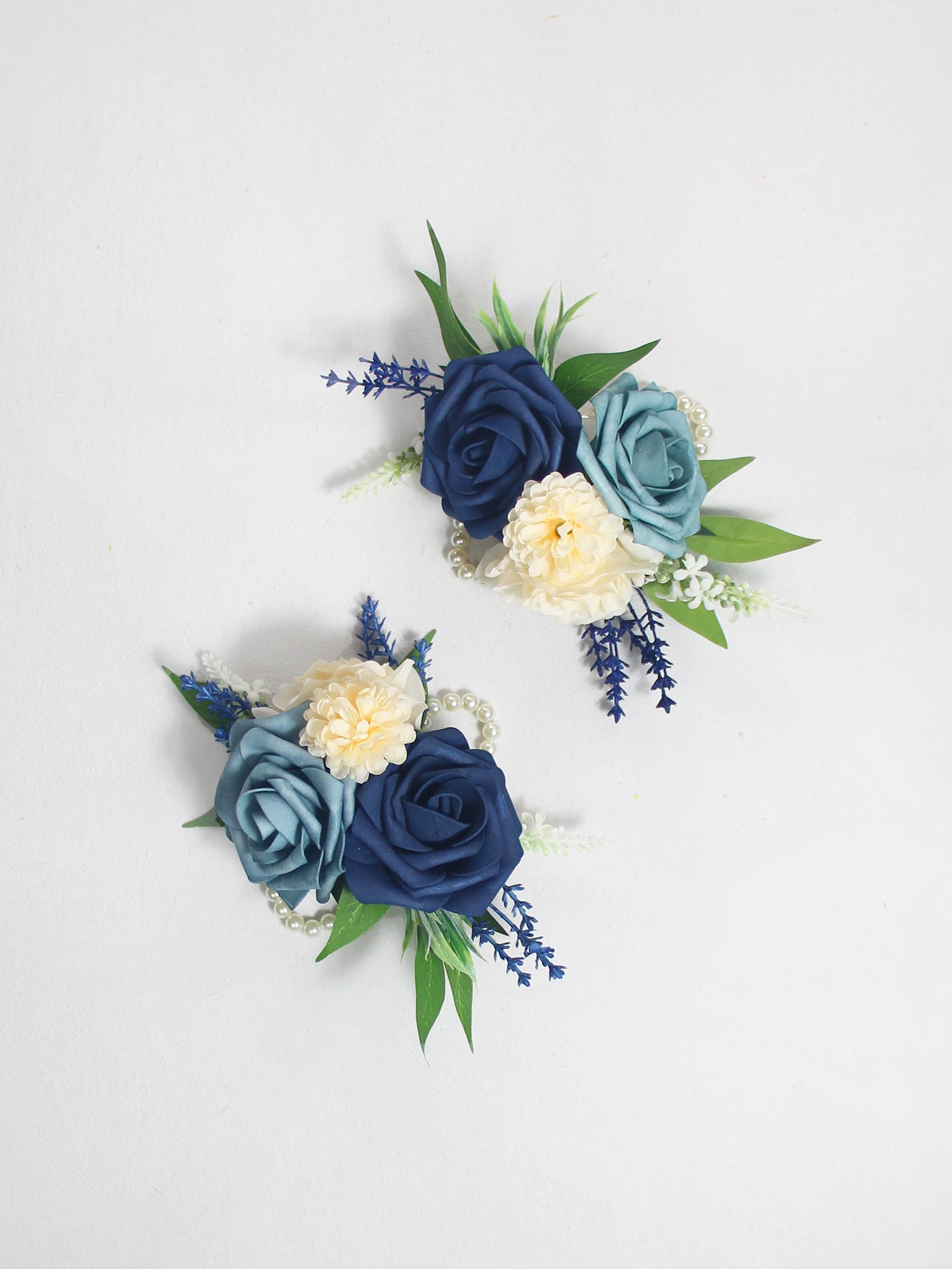 Navy Blue & Champagne Wrist Corsage - Rinlong Flower