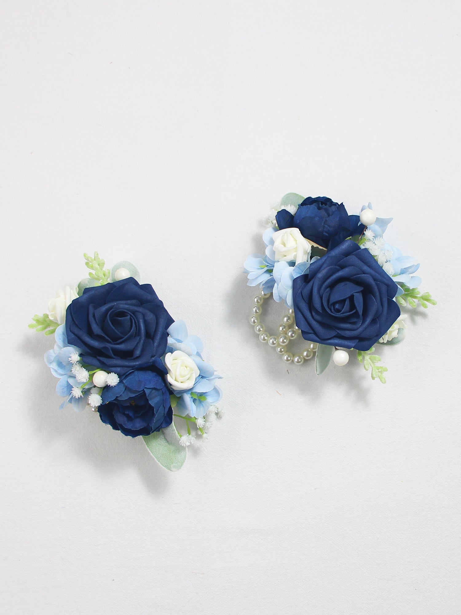 Navy Blue Rose & Hydrangea Wrist Corsage - Rinlong Flower