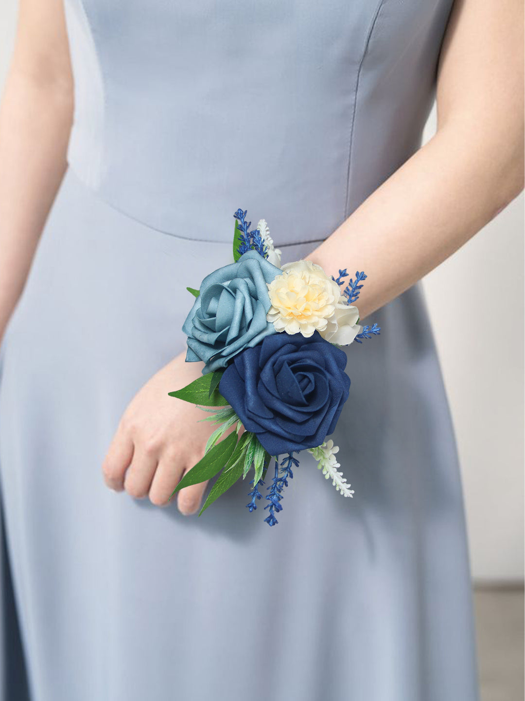 Navy Blue & Champagne Wrist Corsage - Rinlong Flower
