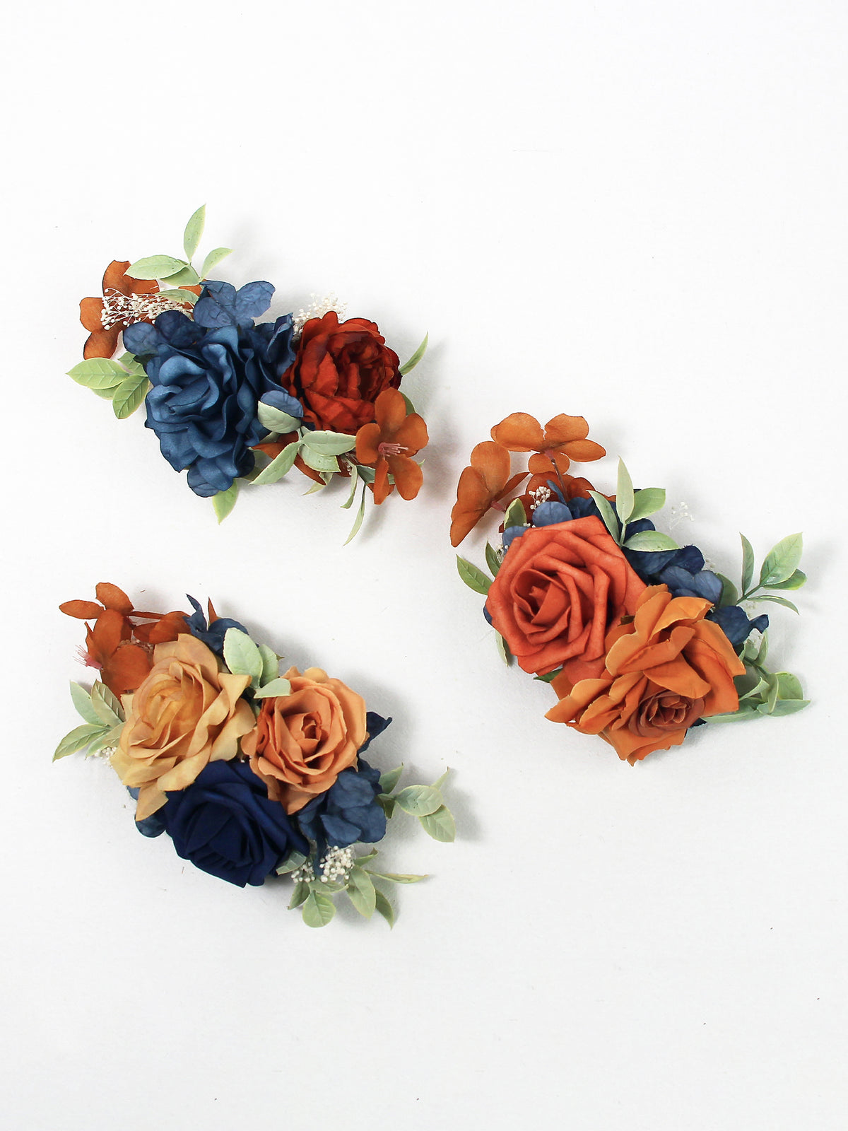 3Pcs Navy Blue & Terracotta Cake Flowers - Rinlong Flower