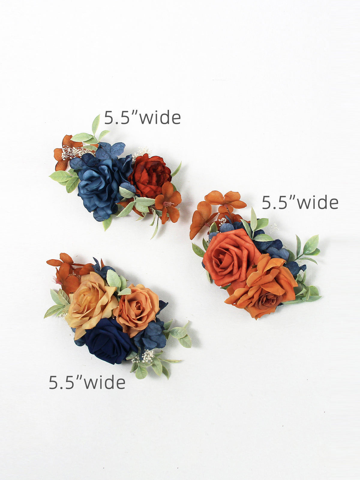 3Pcs Navy Blue & Terracotta Cake Flowers - Rinlong Flower