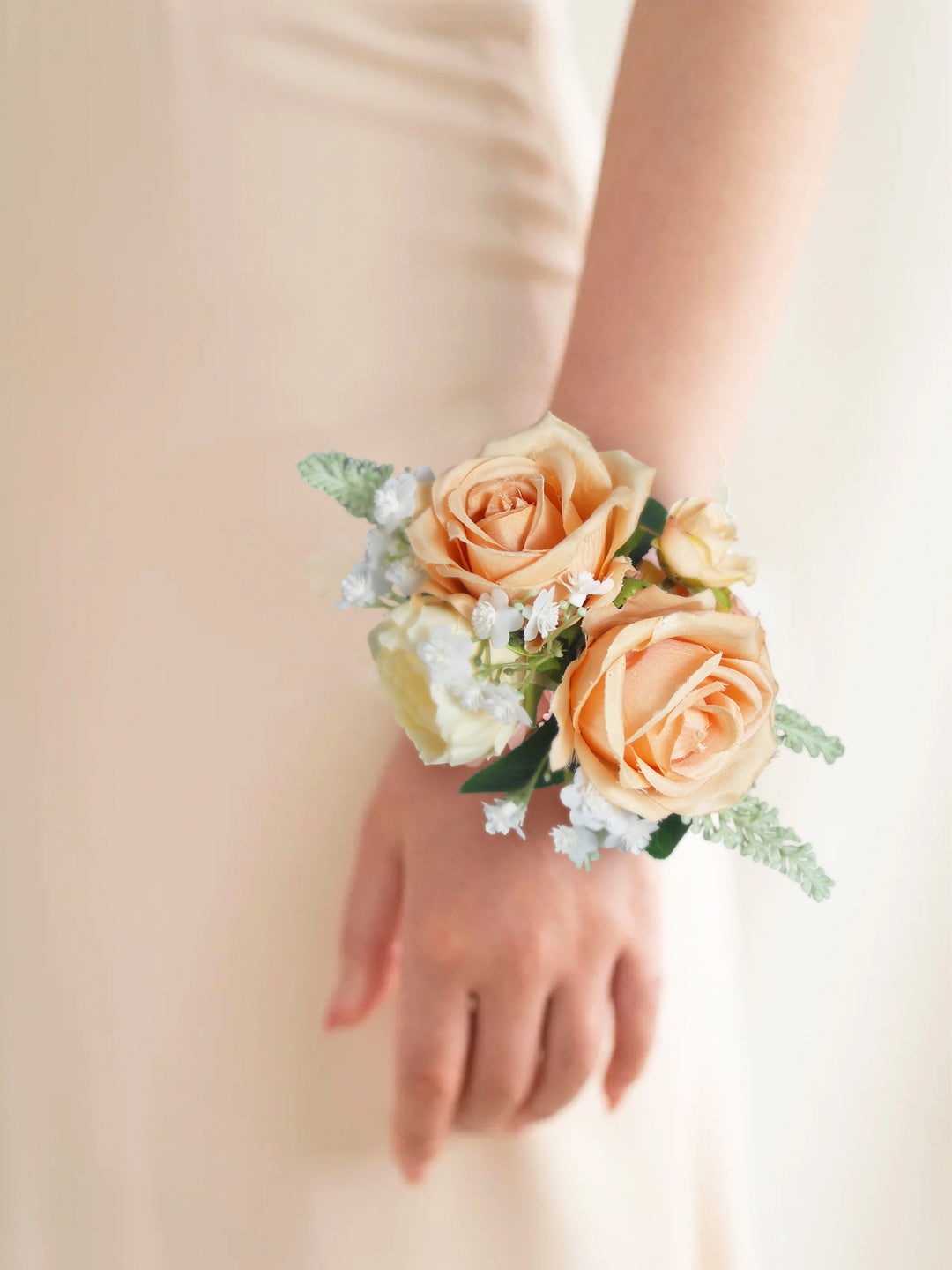 Peach & Champagne Wrist Corsage - Rinlong Flower