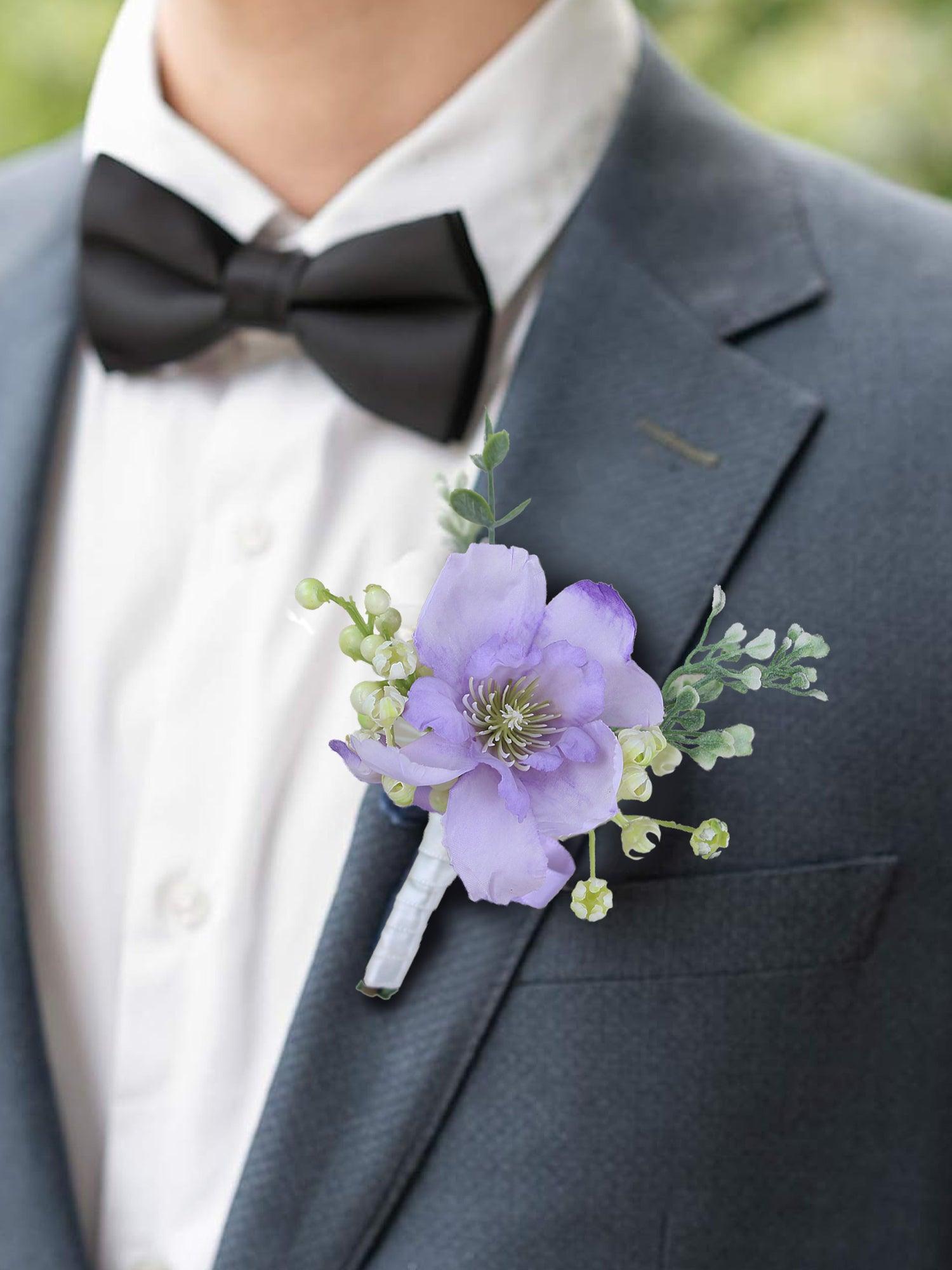 6Pcs Lavender Purple Boutonnieres - Rinlong Flower