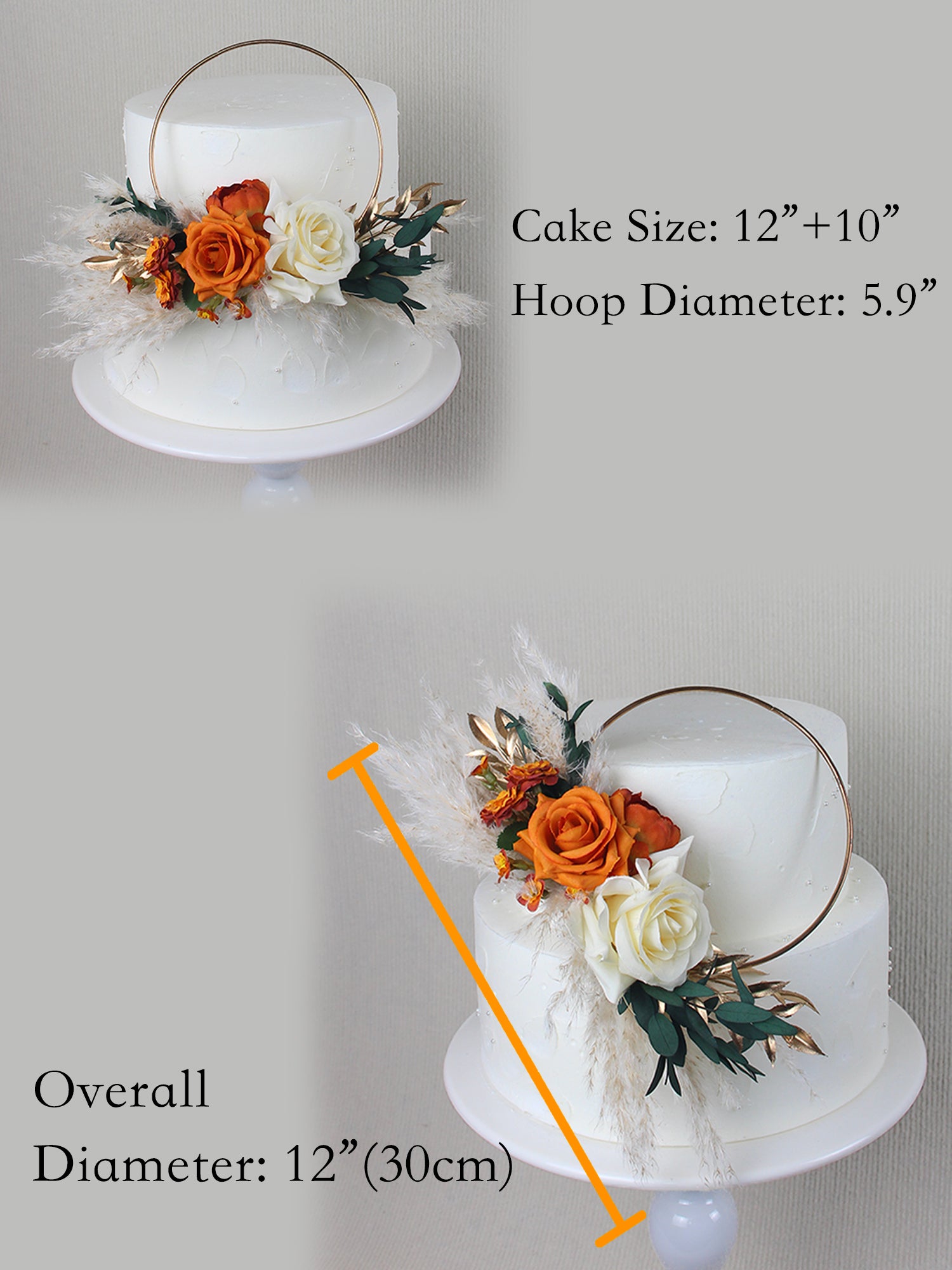 Terracotta & Cream White Floral Wreath Cake Topper - Rinlong Flower