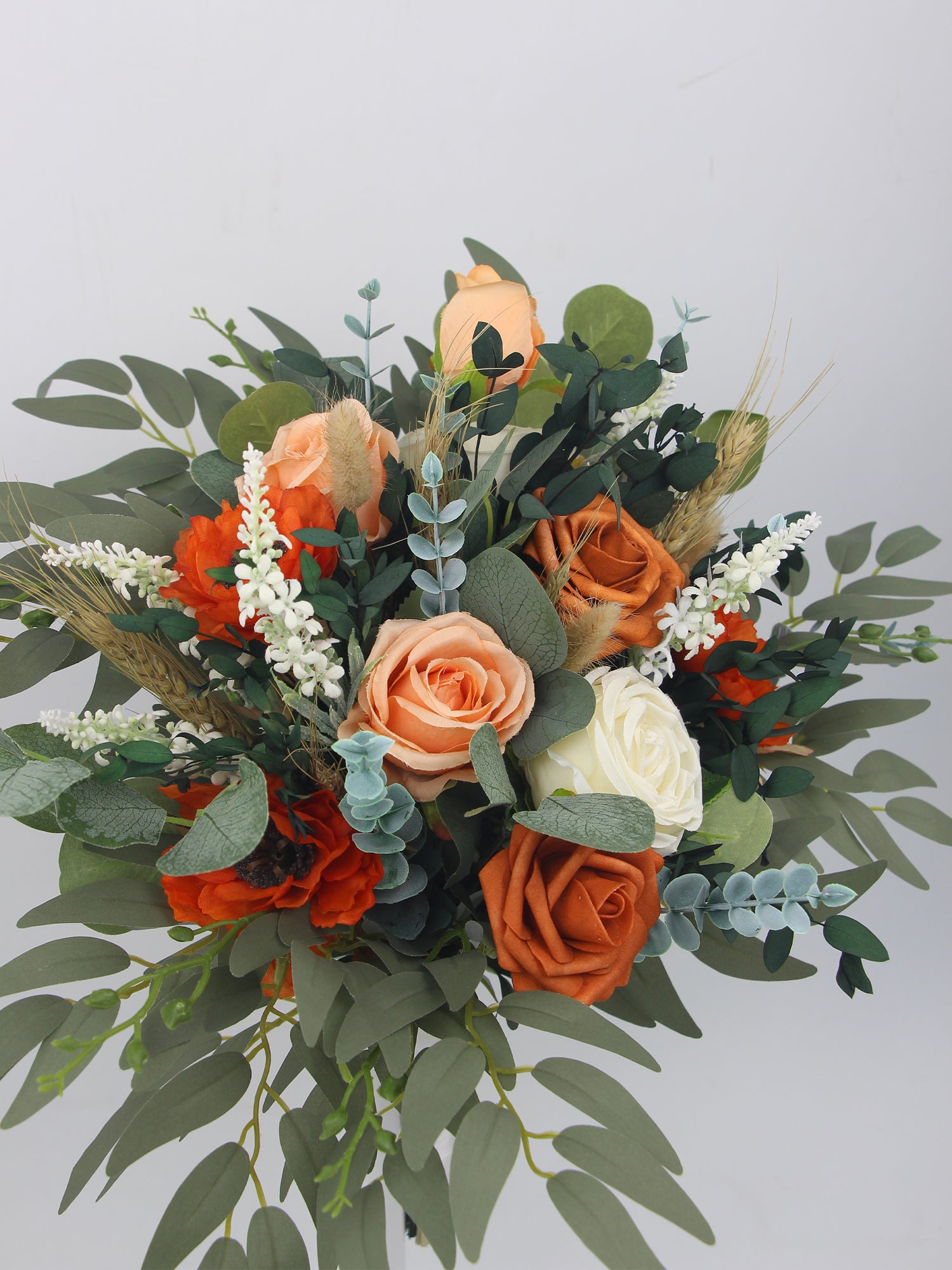 15.7 inch wide Burnt Orange Bridal Bouquet - Rinlong Flower