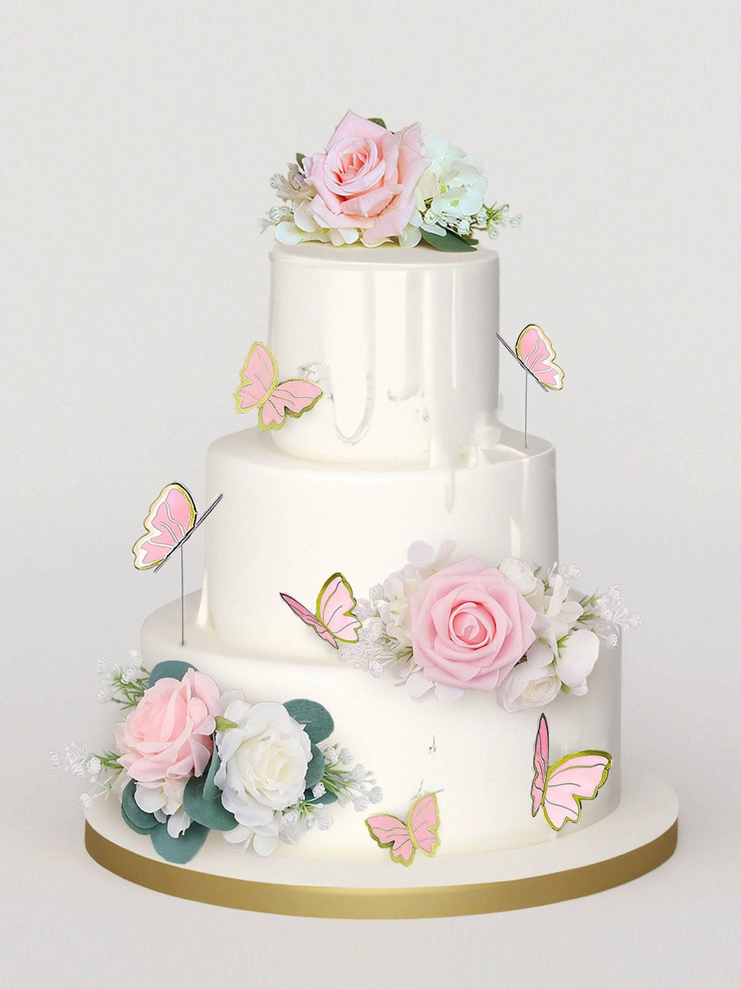 Blush Pink Flowers & Butterfly Cake Decorating Set - Rinlong Flower