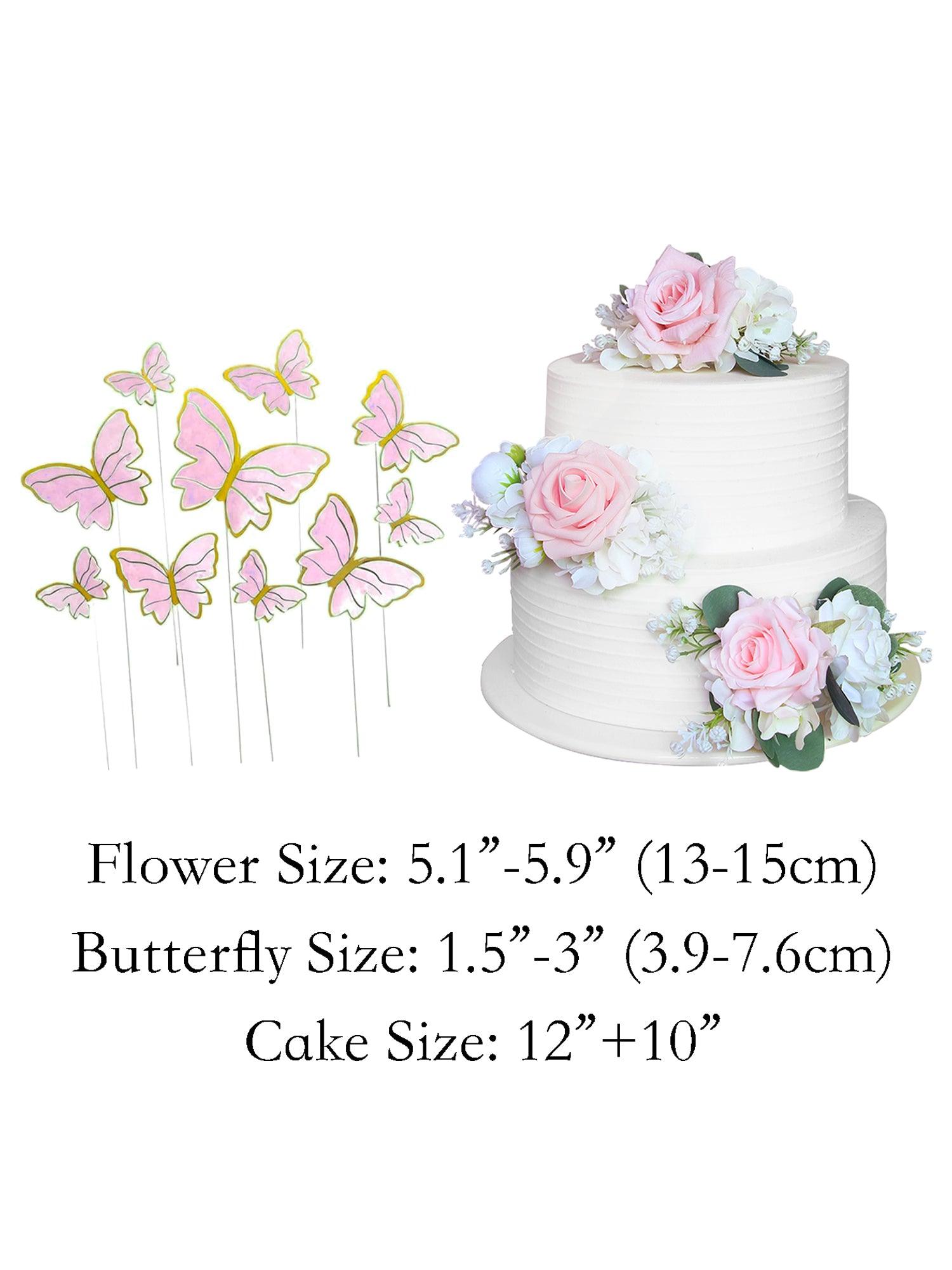 Blush Pink Flowers & Butterfly Cake Decorating Set - Rinlong Flower