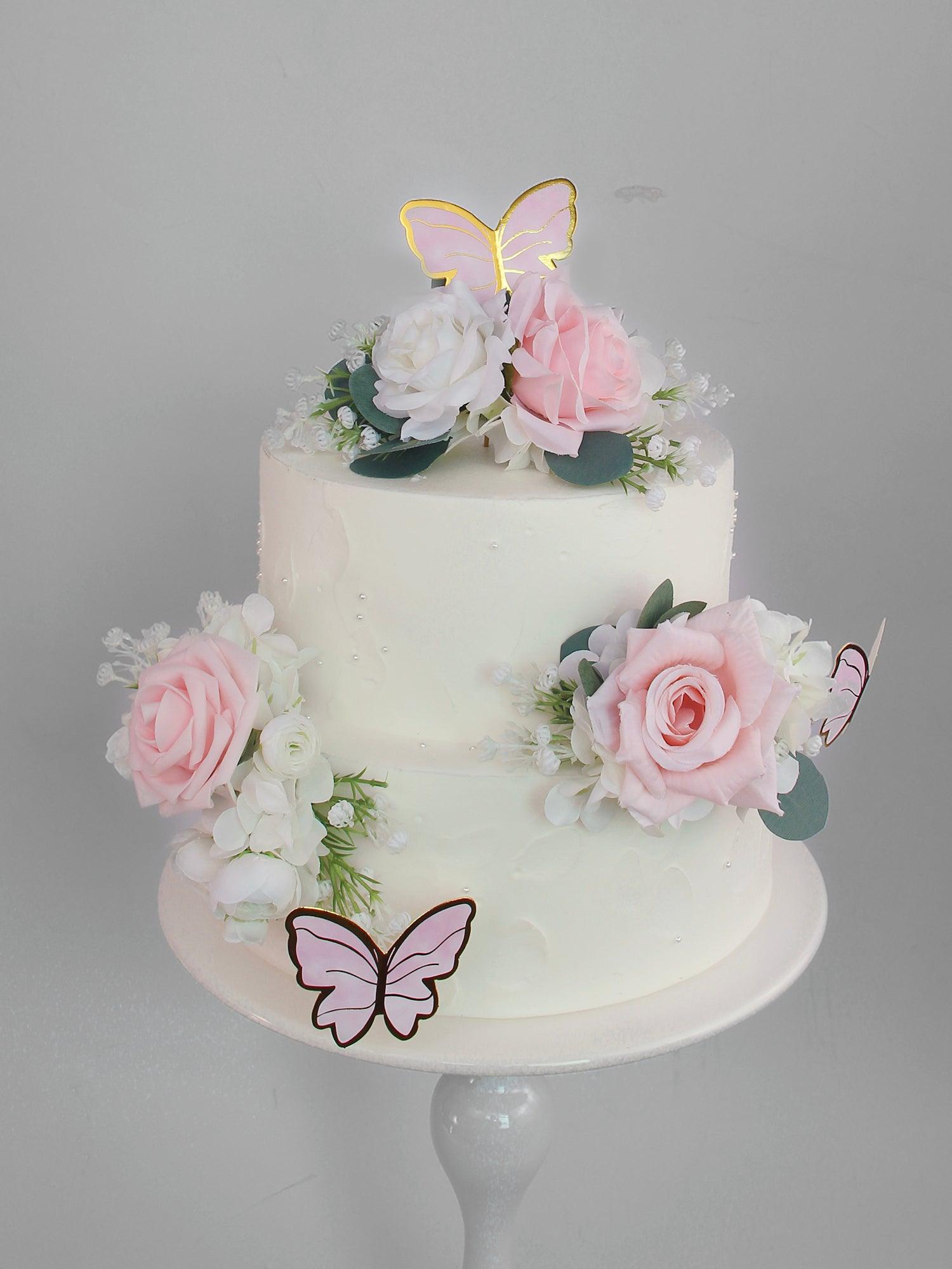 Blush Pink Flowers & Butterfly Cake Decorating Set - Rinlong Flower