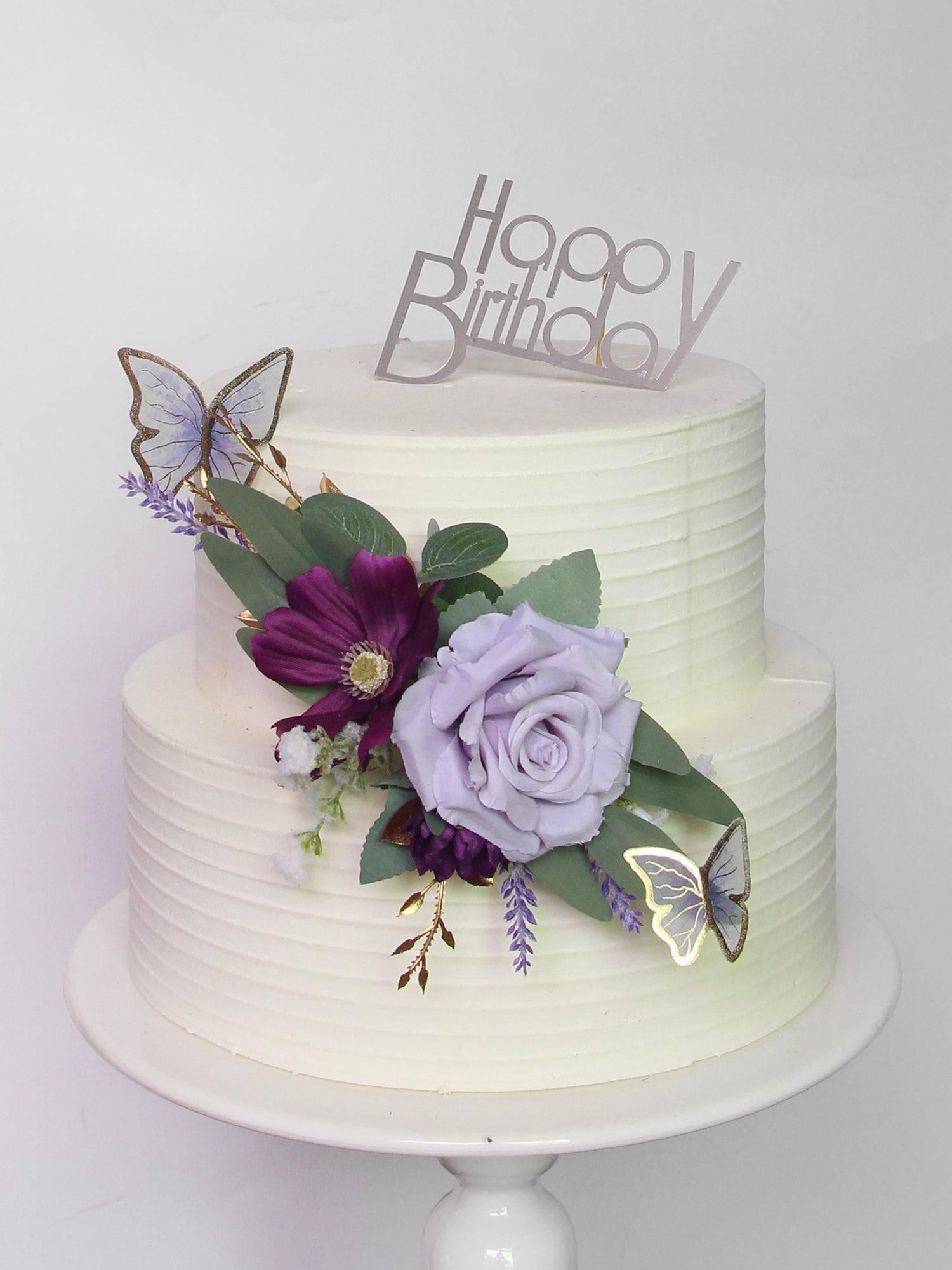 Pastel Purple Flowers & Butterfly Cake Decorating Set - Rinlong Flower