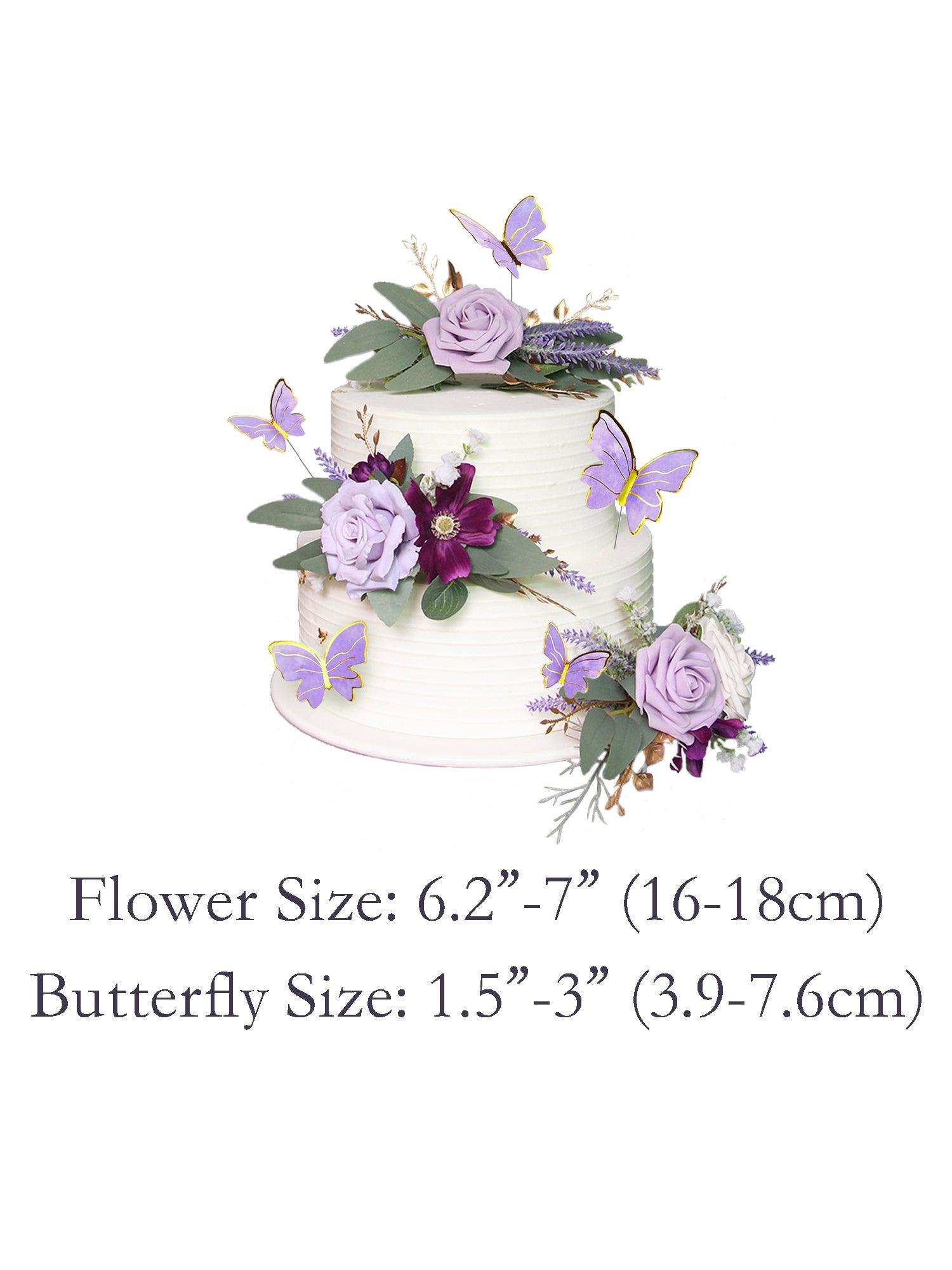 Pastel Purple Flowers & Butterfly Cake Decorating Set - Rinlong Flower