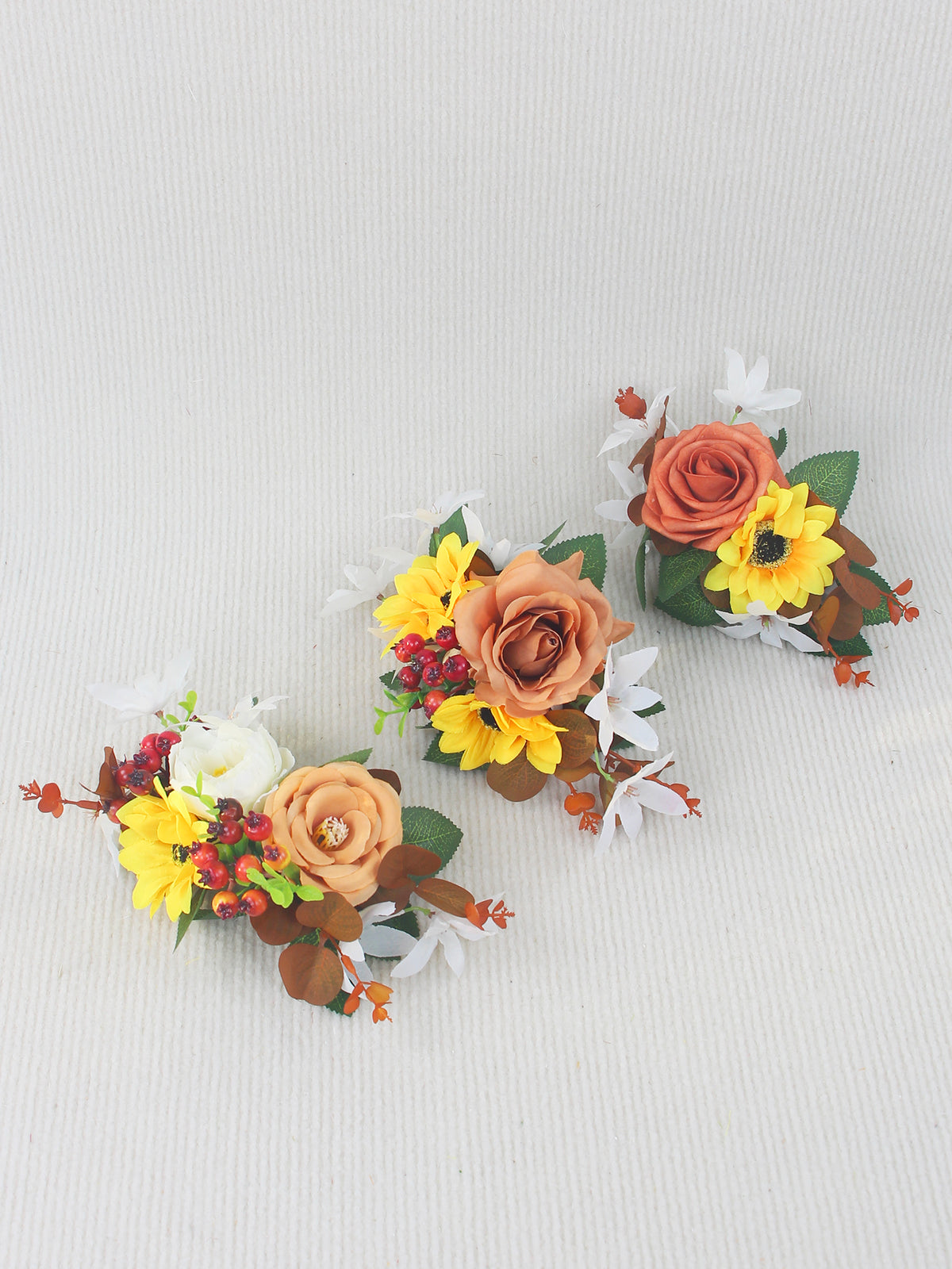 3Pcs Sunflowers & Berries Burnt Orange Cake Flowers Set - Rinlong Flower
