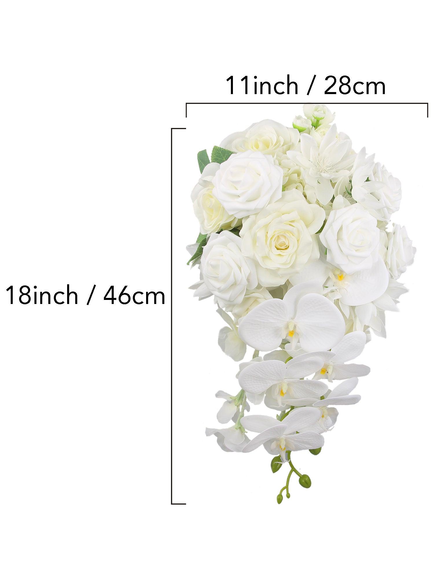 11 inch wide Pure White Cascading Bridal Bouquet - Rinlong Flower