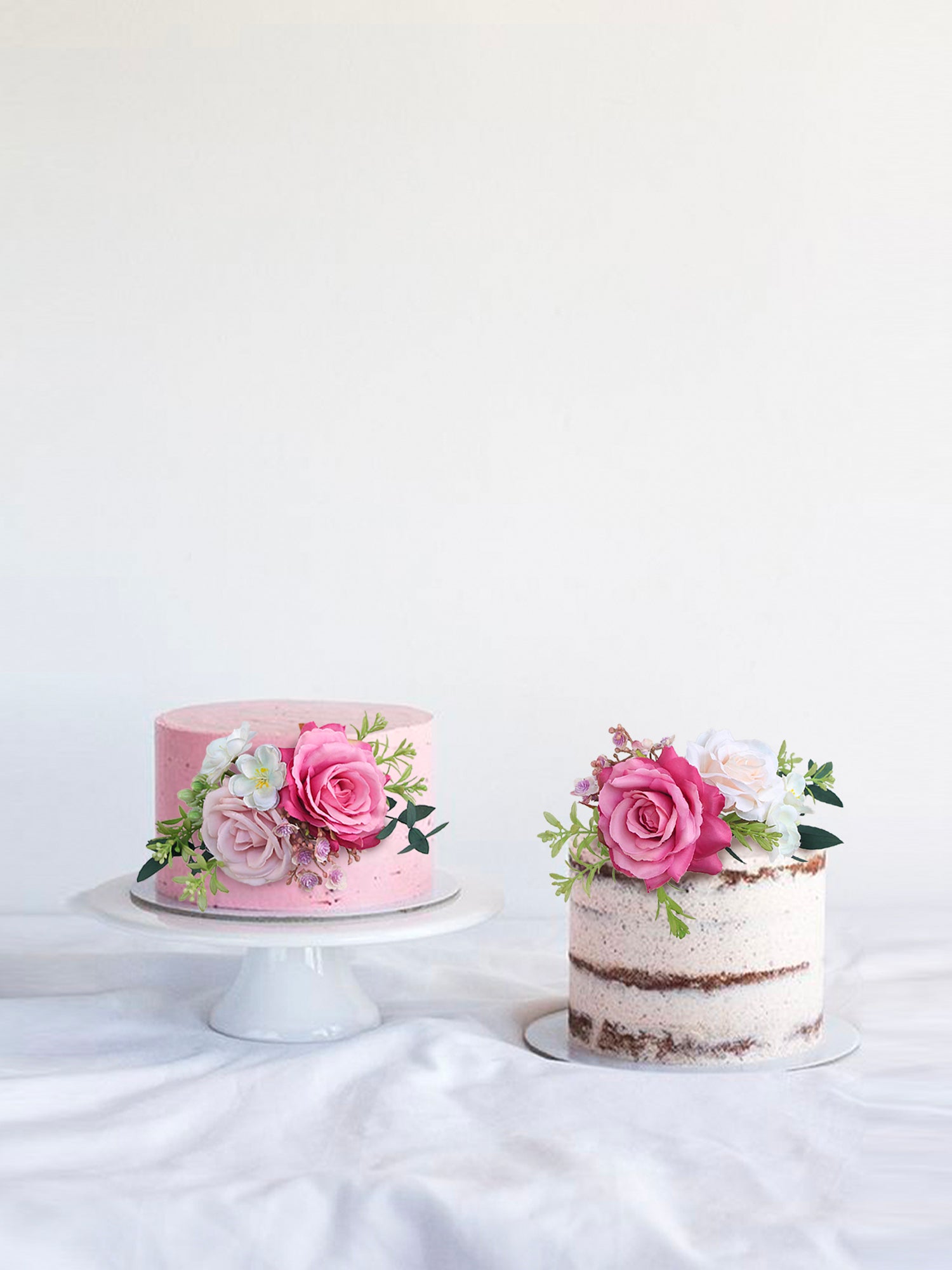 2Pcs Berry Pink Cake Topper Flowers Set - Rinlong Flower