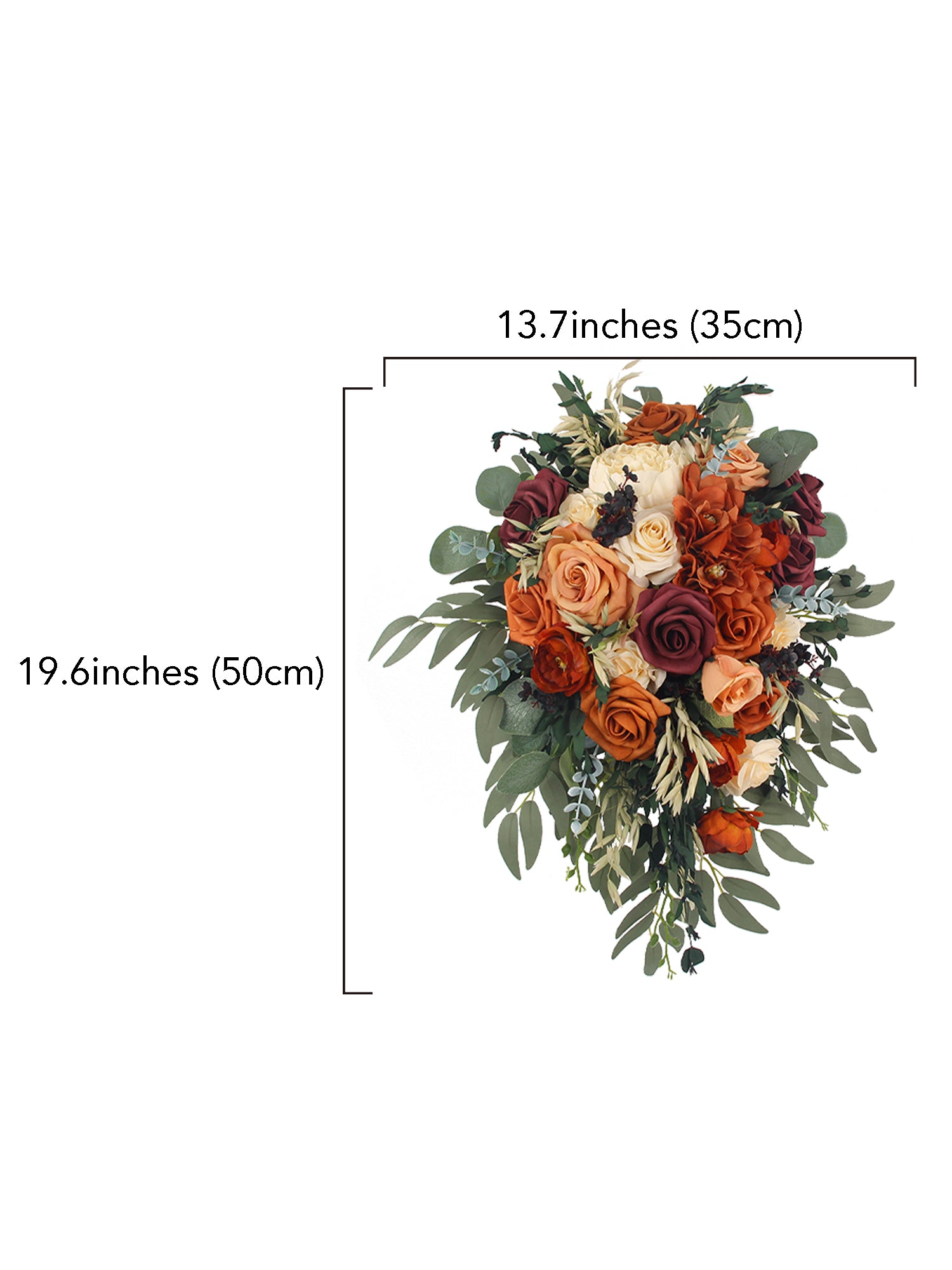 13.7 inch wide Terracotta Cascading Bridal Bouquet - Rinlong Flower