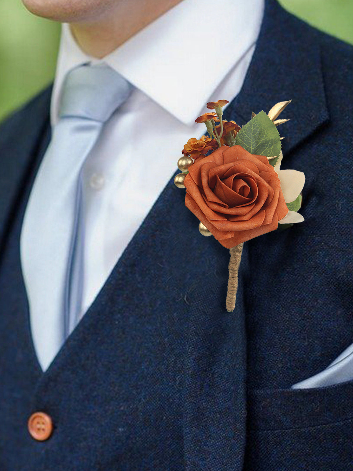 Corsage and Boutonniere Set Burnt Orange - Rinlong Flower