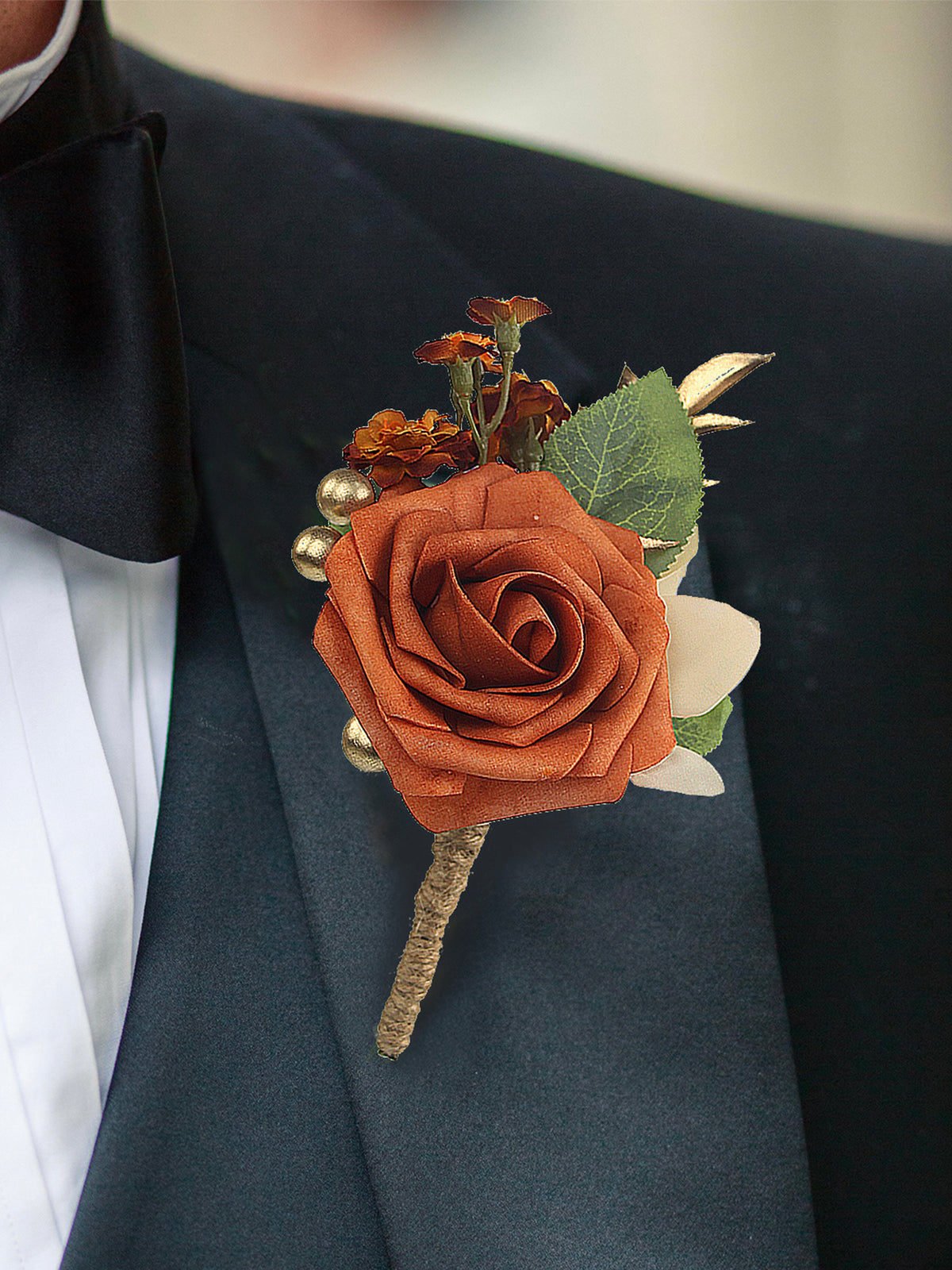 Corsage and Boutonniere Set Burnt Orange - Rinlong Flower