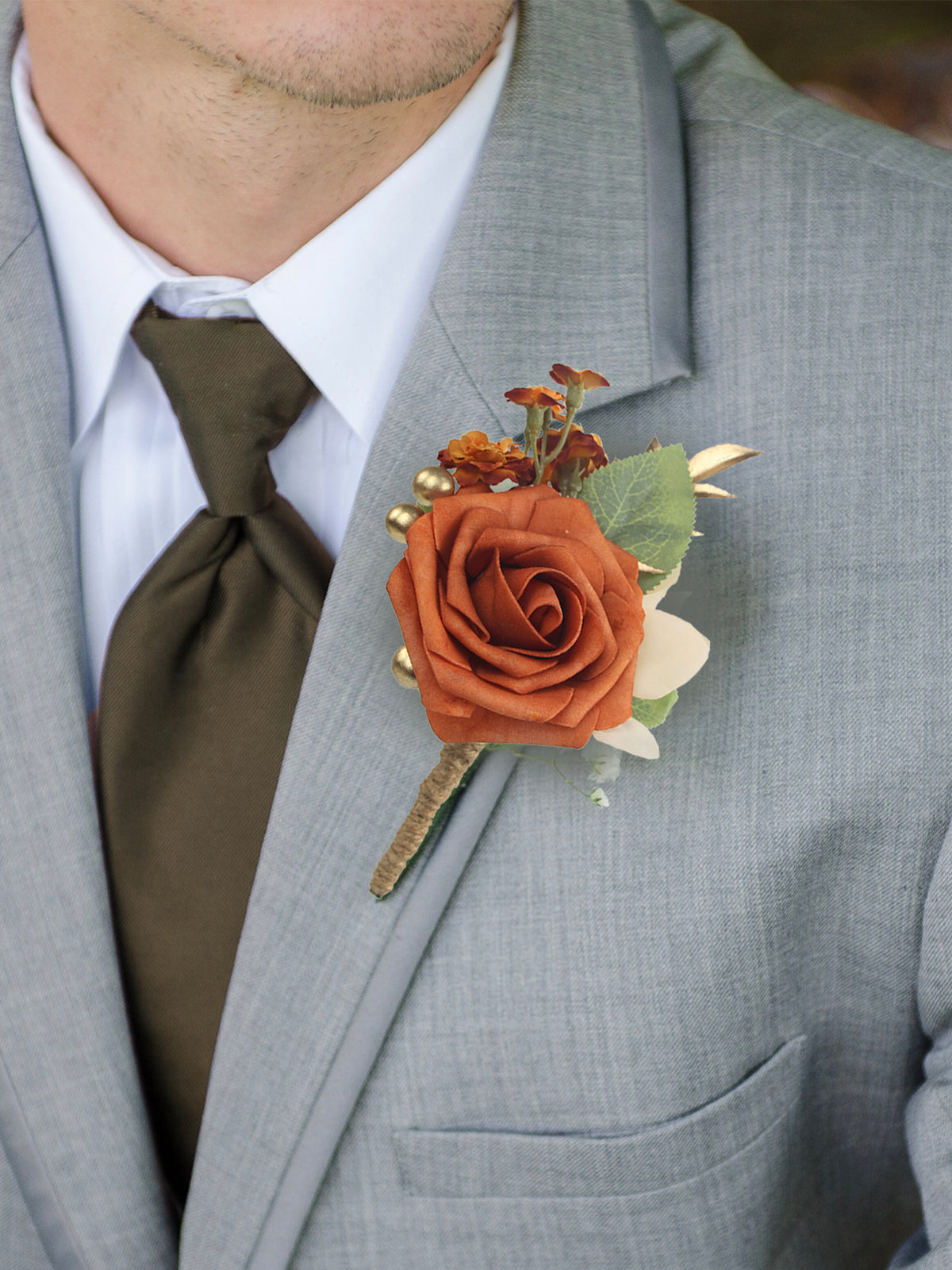 Corsage and Boutonniere Set Burnt Orange - Rinlong Flower