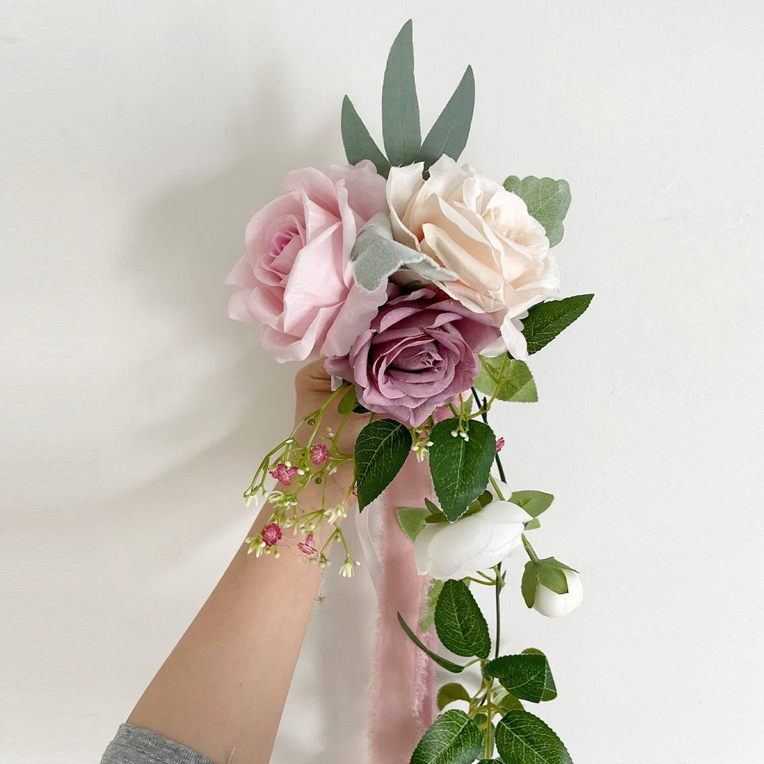 6Pcs Dusty Rose Aisle Flower Arrangement - Rinlong Flower