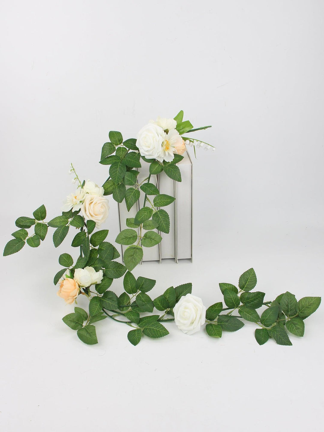6Pcs Green & White Aisle Chair Flower Decor