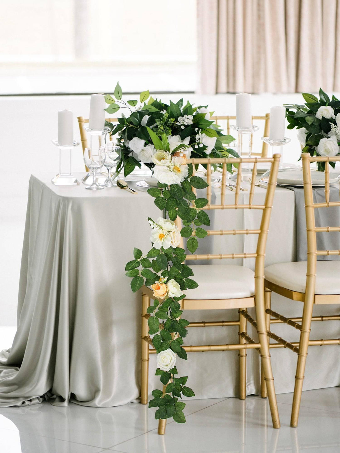 Chairs And Decor Sage Green White Wedding Aisle Chair Flower