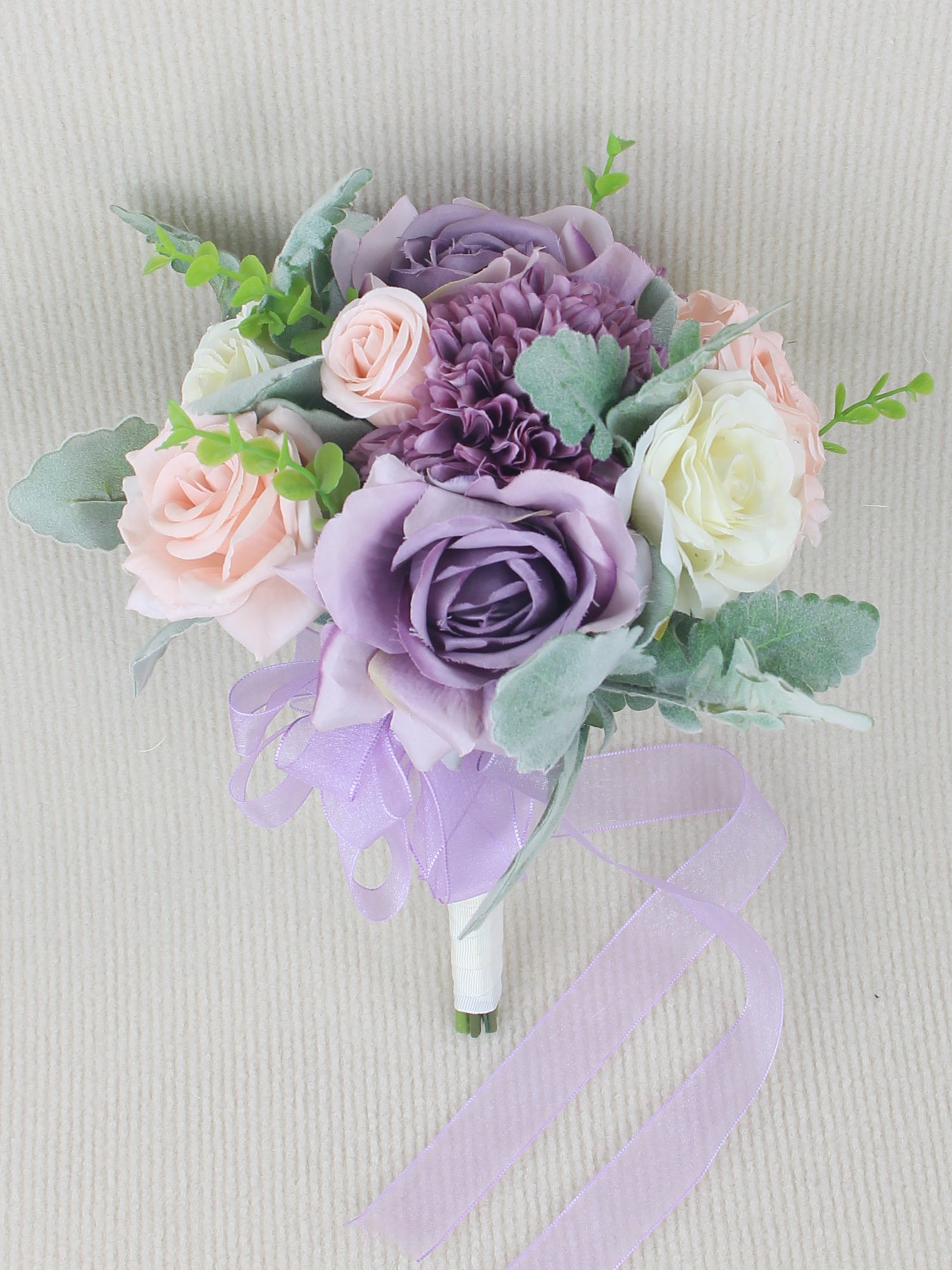 8.9 inch wide Pastel Purple Rounded Bridal Bouquet - Rinlong Flower