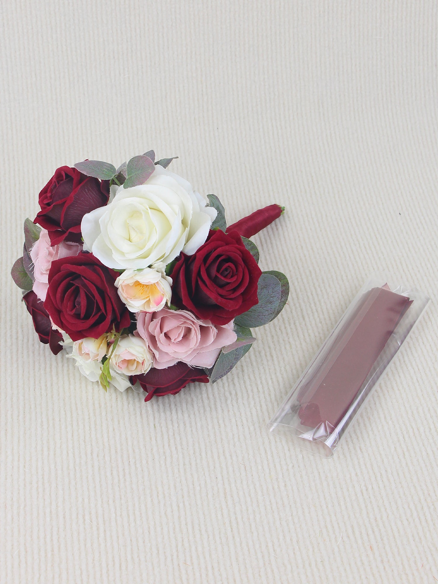 11.3 inch wide Burgundy & Blush Bridesmaid Bouquets - Rinlong Flower