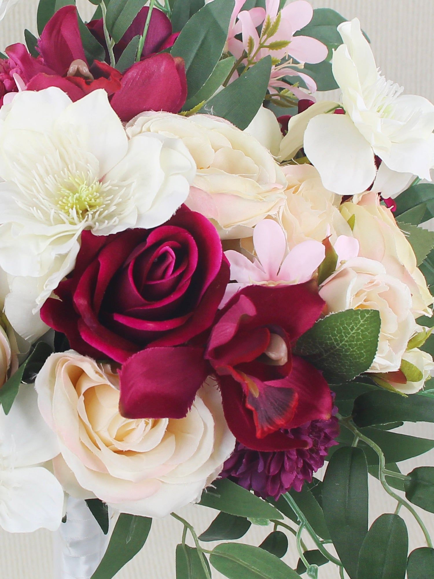 16 inch wide Fuchsia & Cream Bridal Bouquet