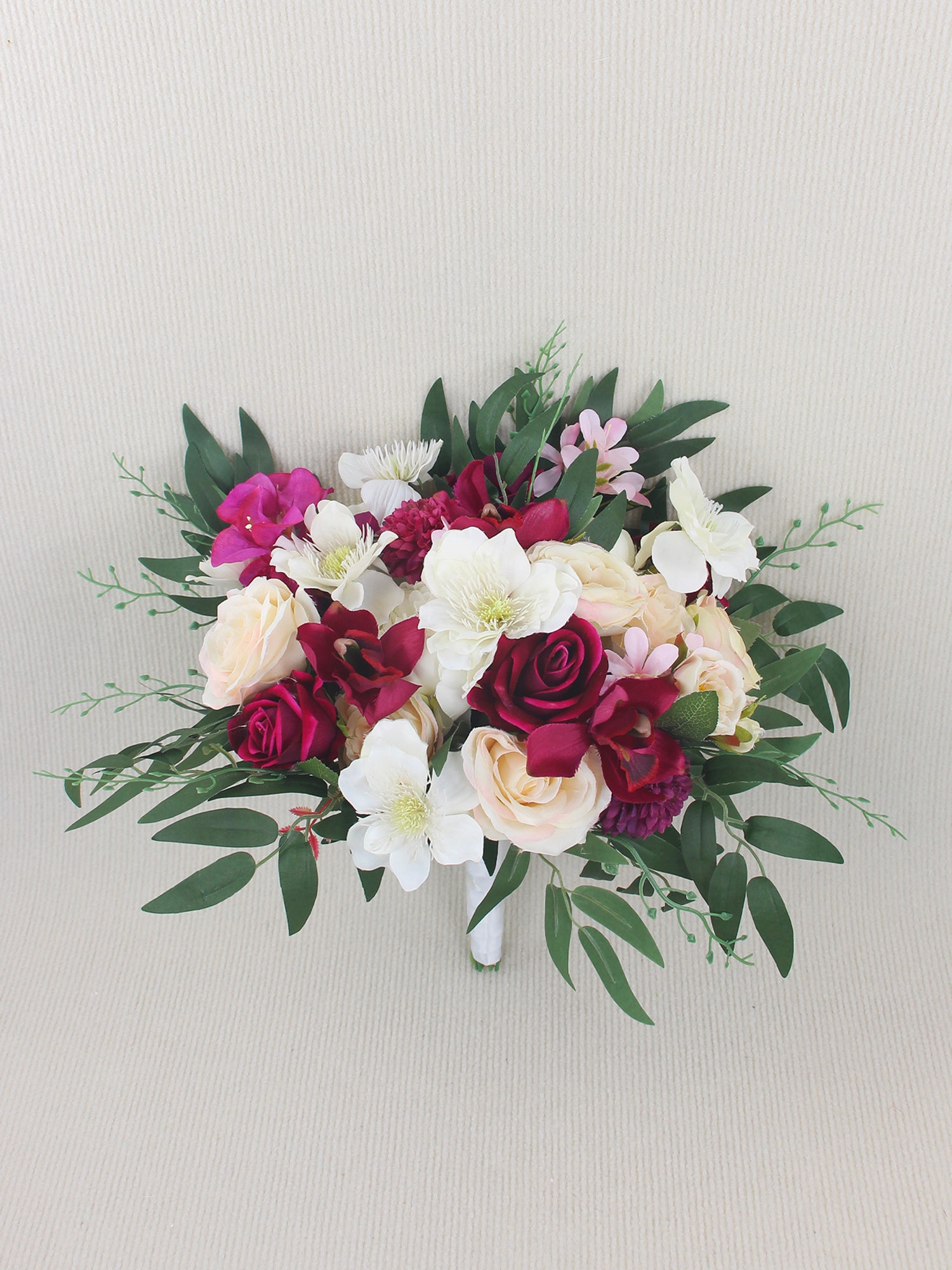 16 inch wide Fuchsia & Cream Bridal Bouquet