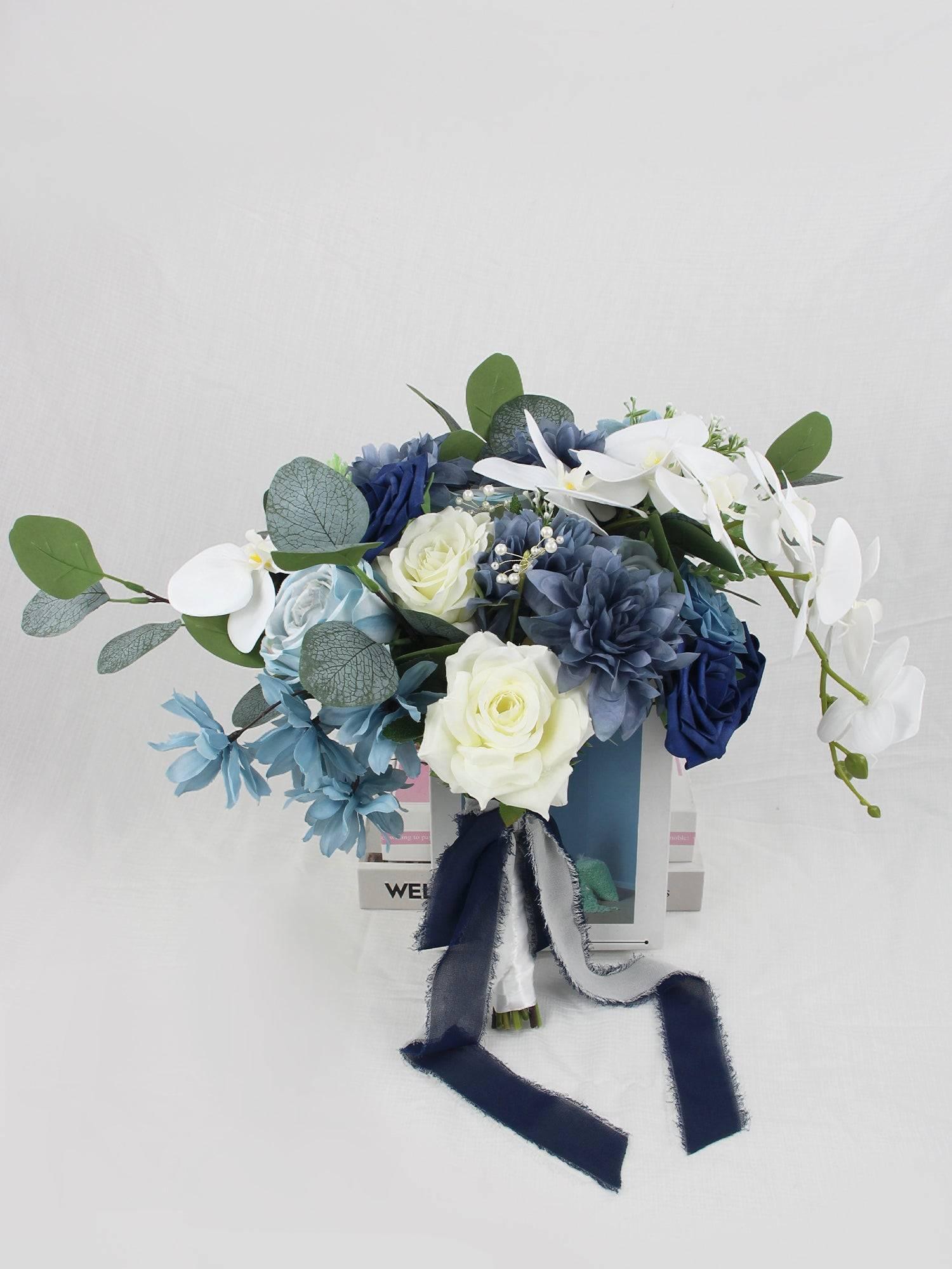 13.5 inch wide Navy Blue Bridal Bouquet - Rinlong Flower